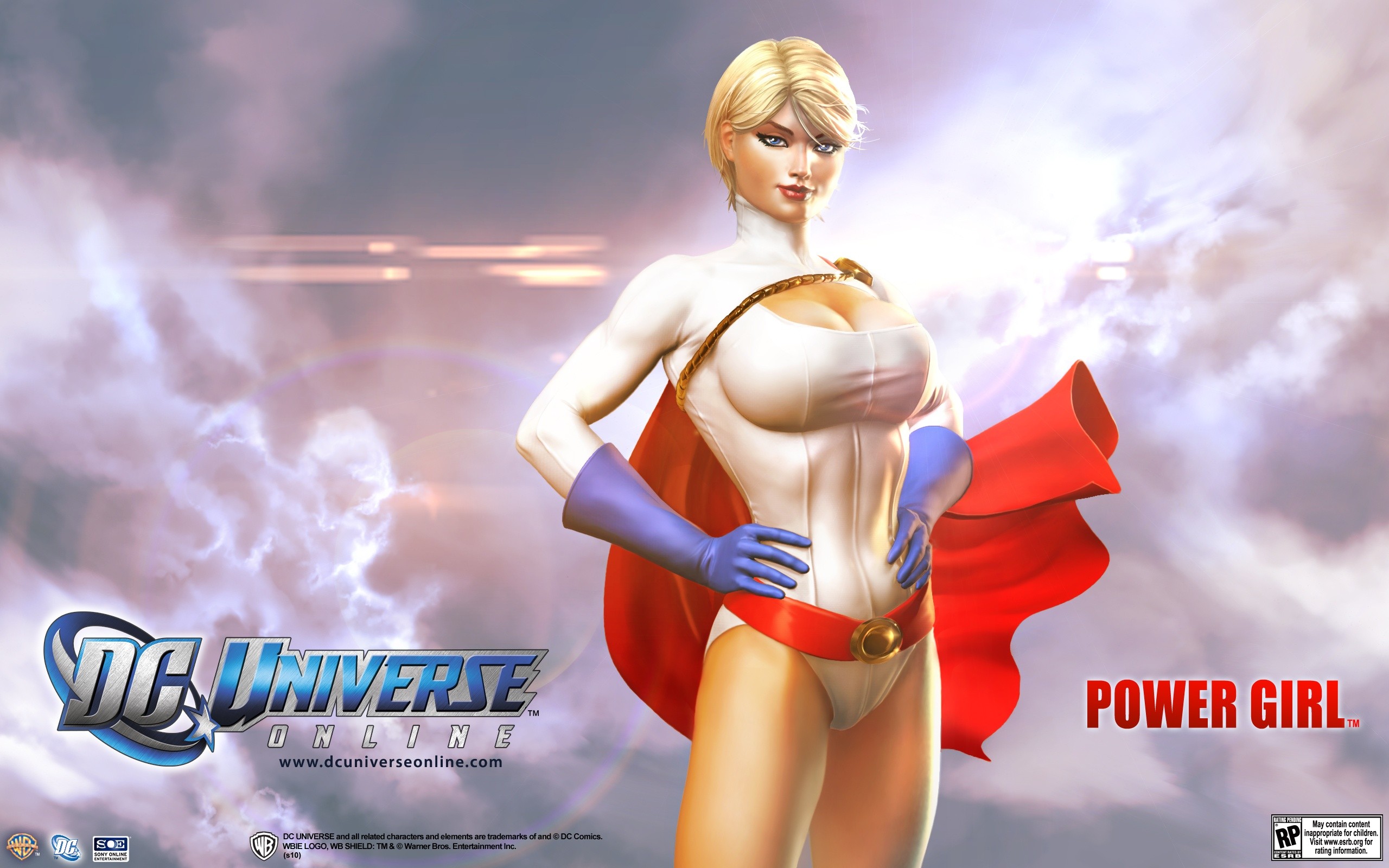 Power Girl DC Universe Online DC Comics Justice League Blonde Blue Eyes 2560x1600