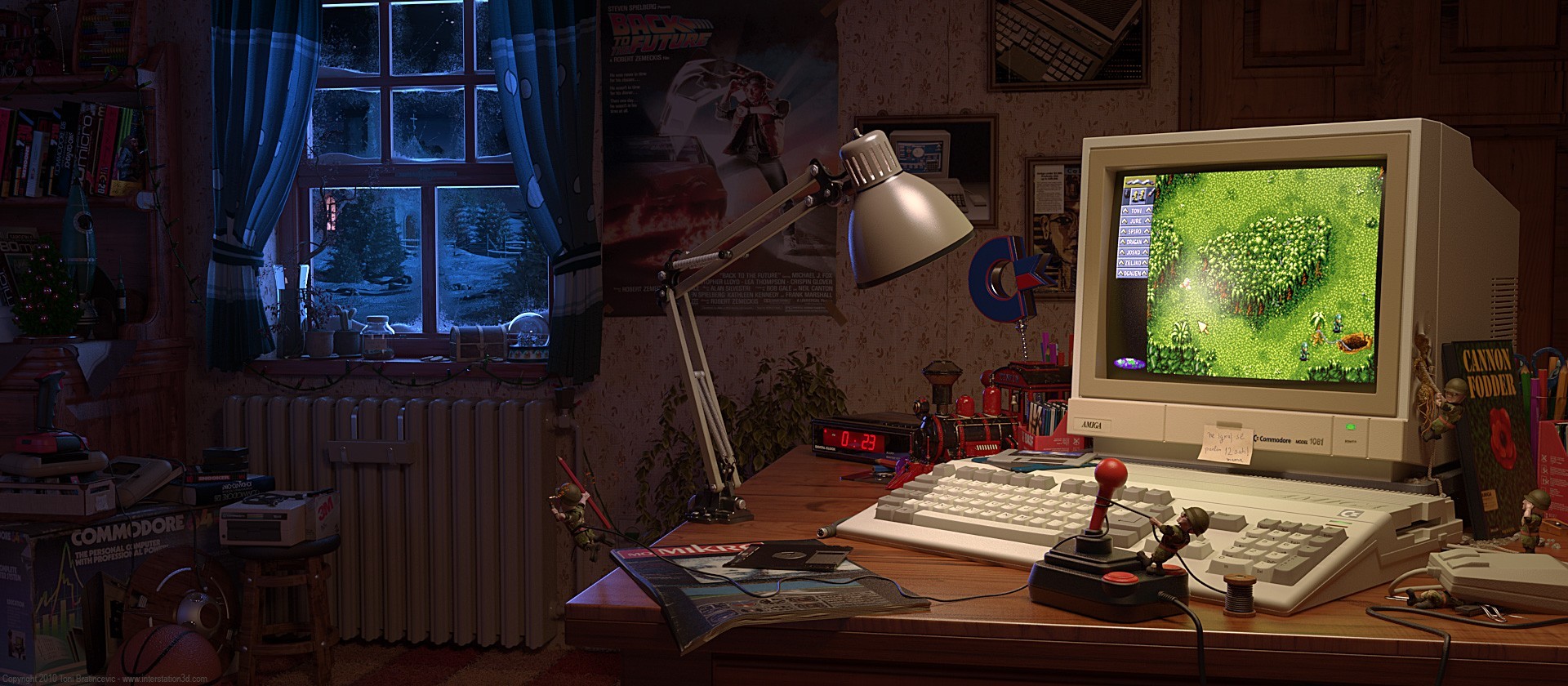 Amiga Retro Games Window Computer Joystick Lamp Bedroom Back To The Future Video Games 1920x840