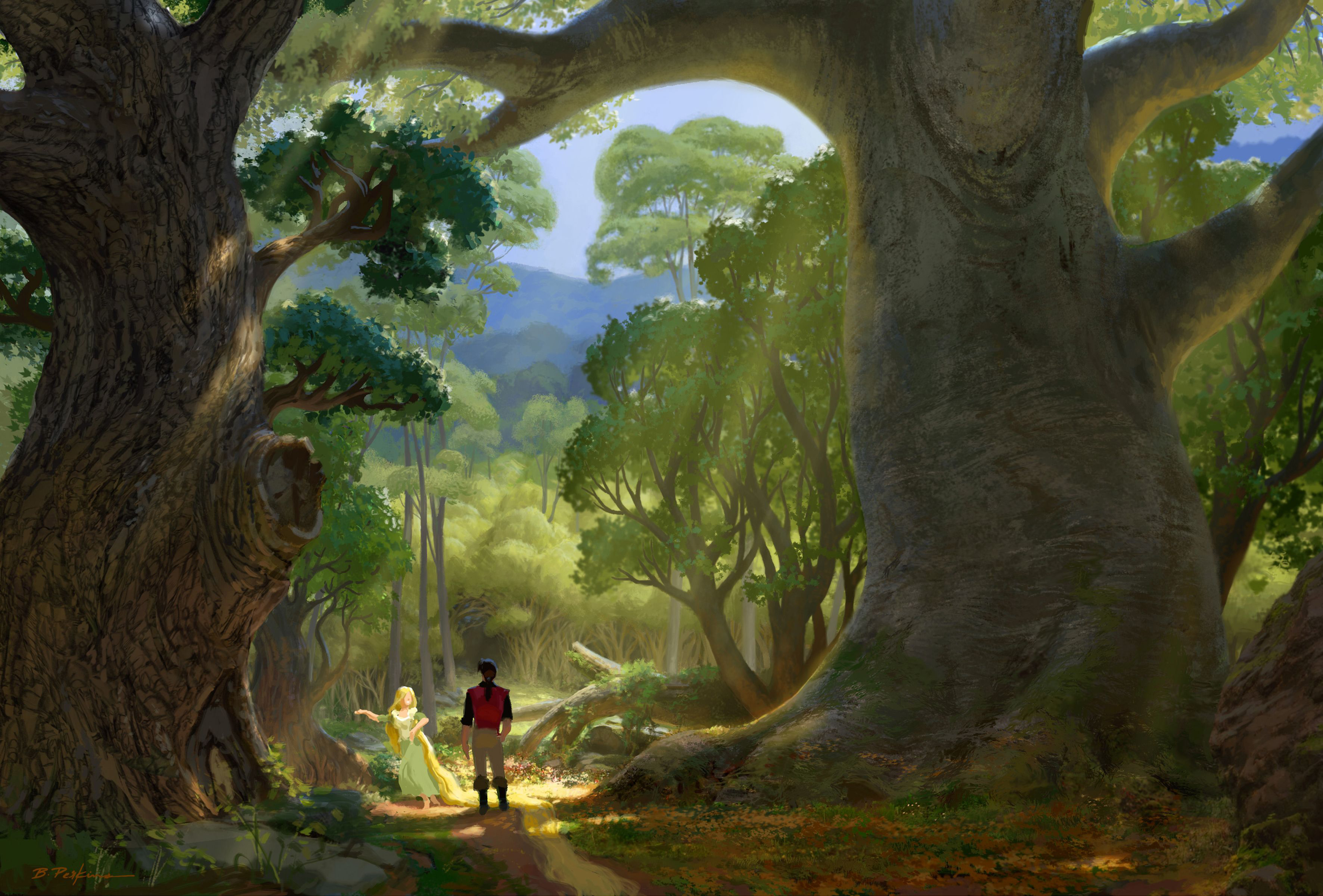Tangled Forest Sunbeam Flynn Rider Rapunzel 3543x2402