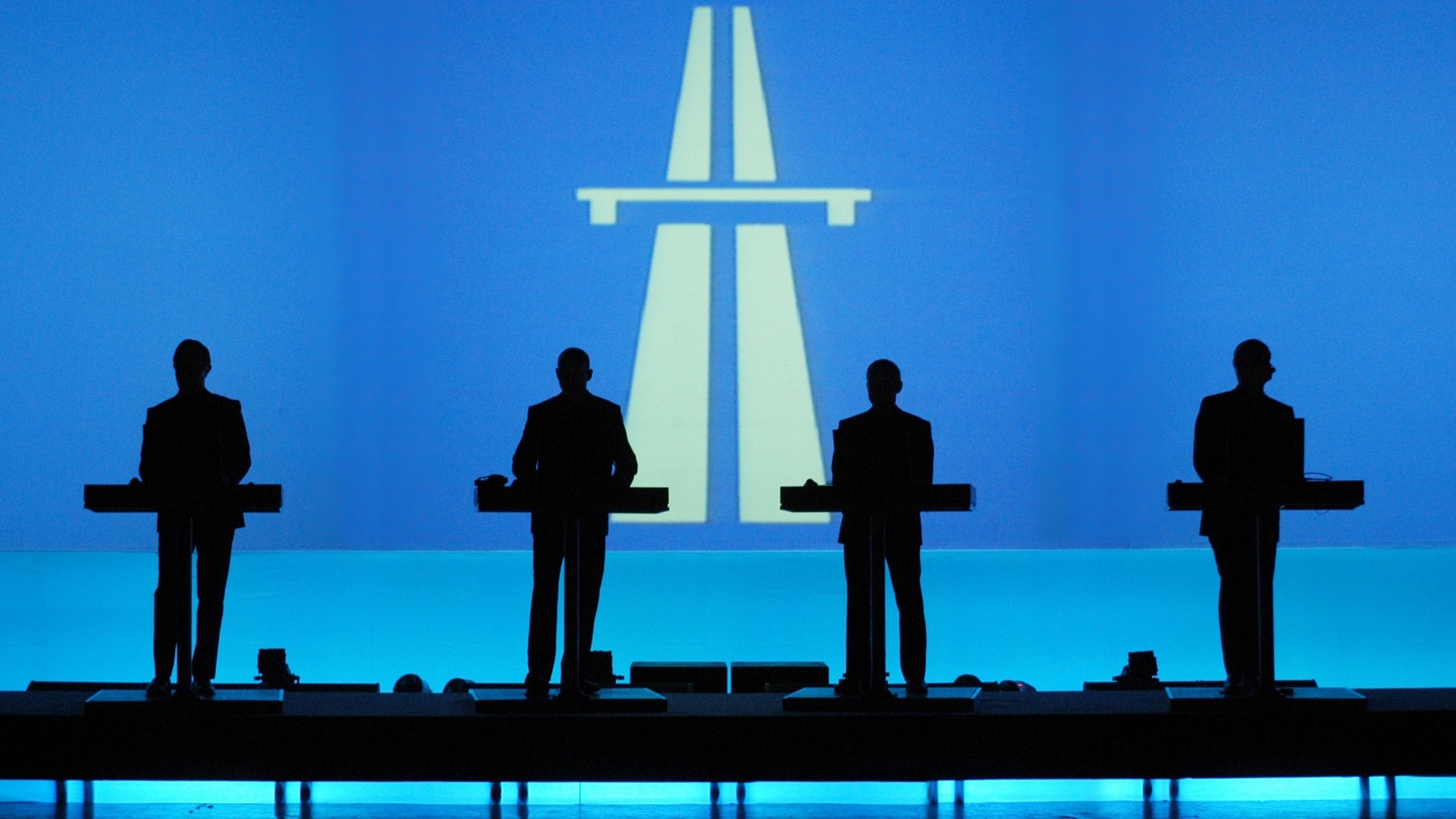 Musician Kraftwerk Eletronic Concerts Cyan Blue Silhouette 1920x1080