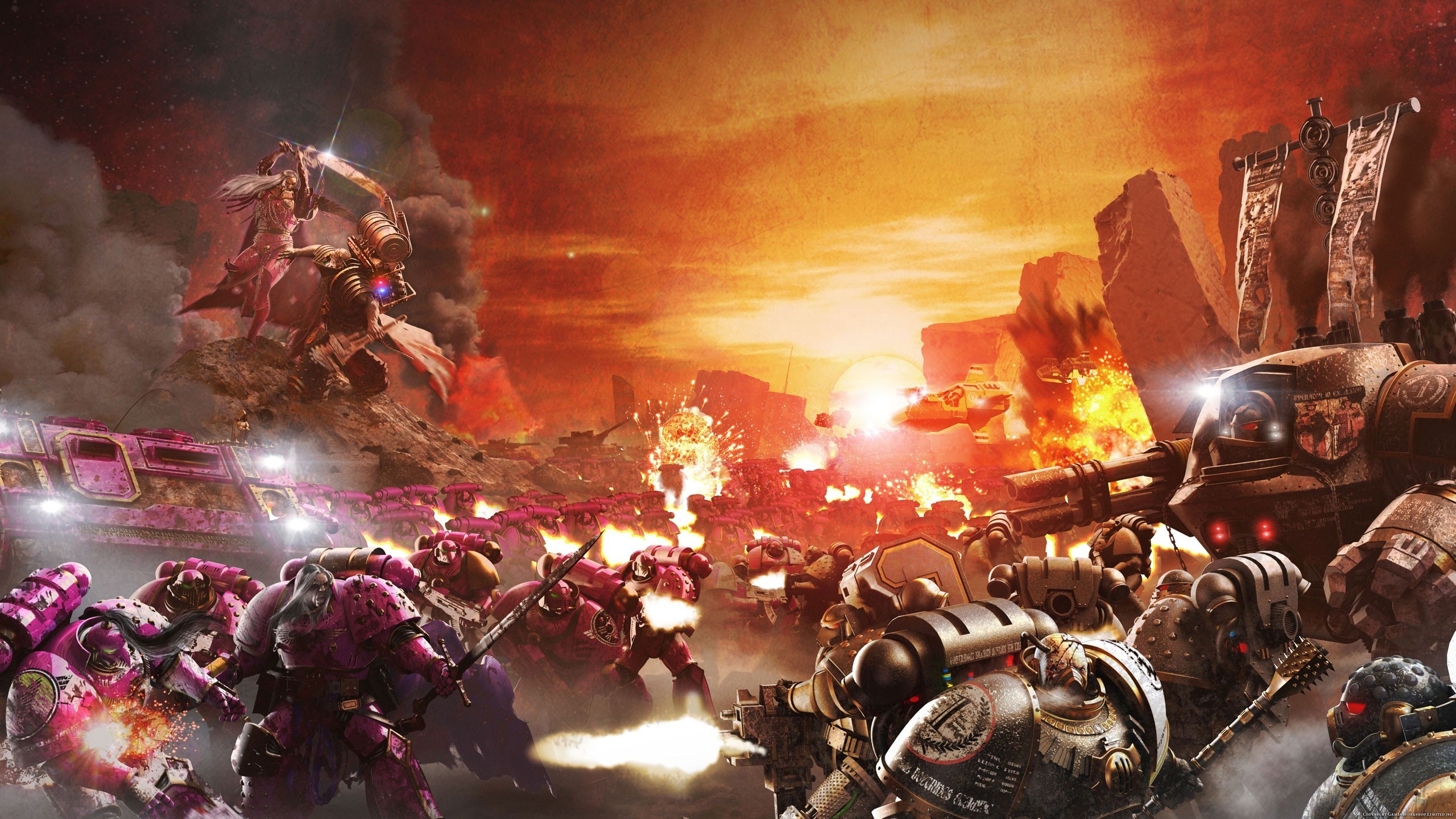 Warhammer 40 000 Space Marines Horus Heresy War Science Fiction Futuristic Battle Artwork 2560x1440