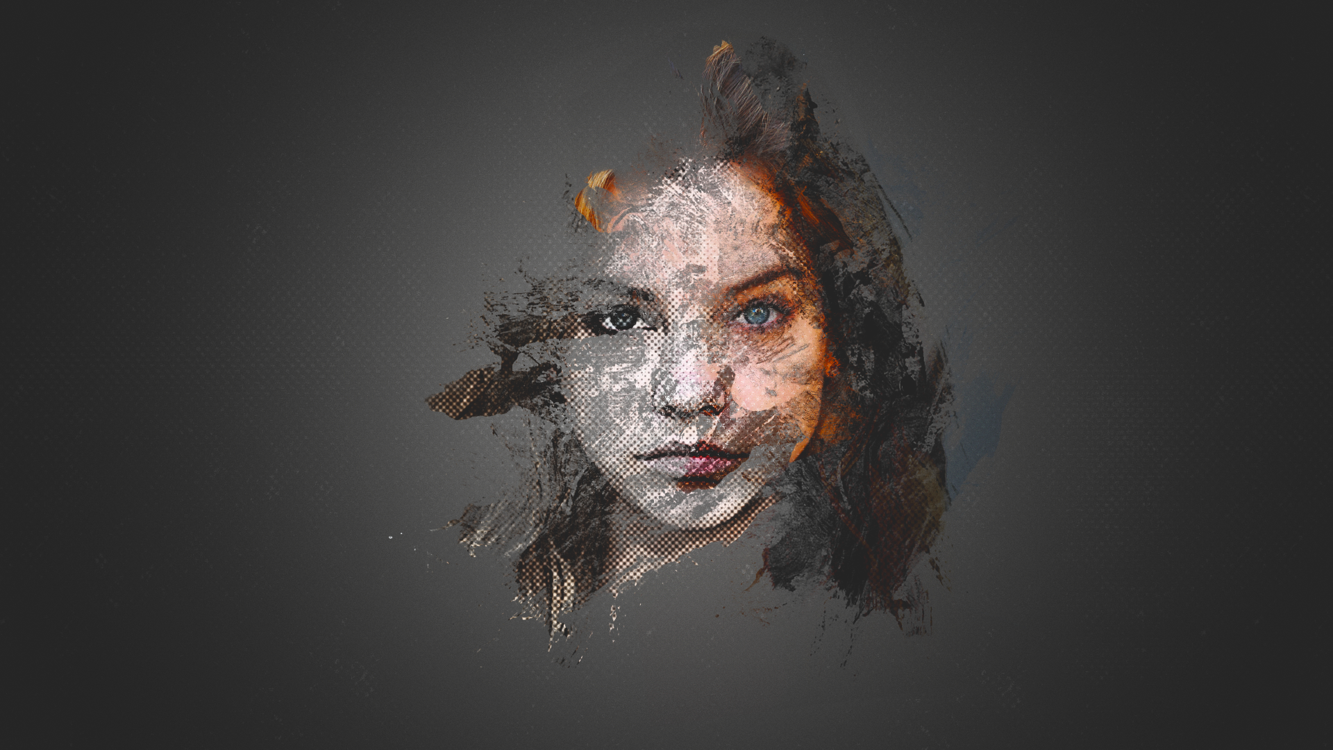 Photoshop Eyes Brush Strokes Face People 1920x1080