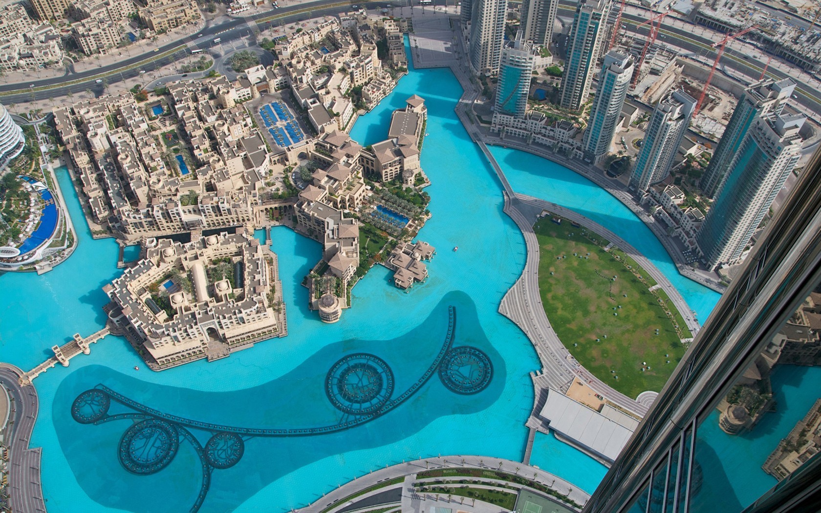 City Urban Cityscape Aerial View Fountain Dubai Burj Khalifa 1680x1050