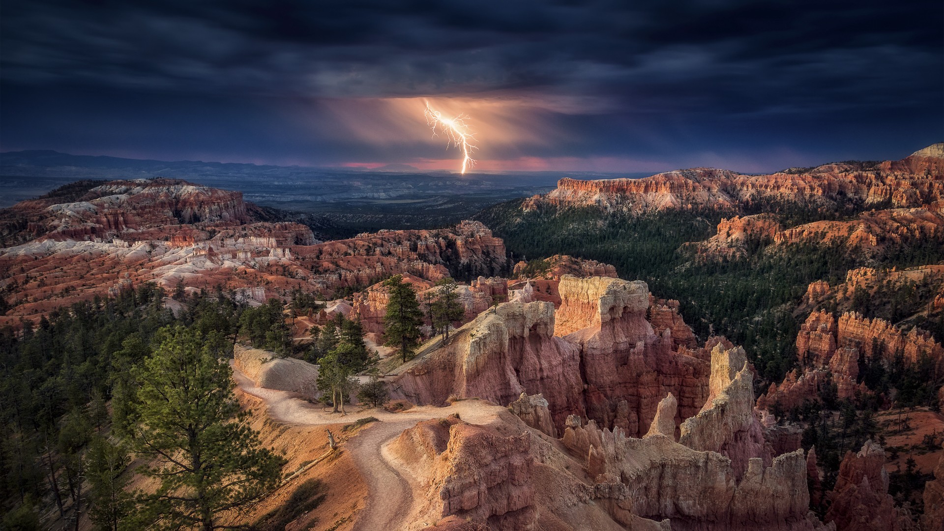 Nature Landscape Lightning Mountains Bryce Canyon National Park 1920x1080