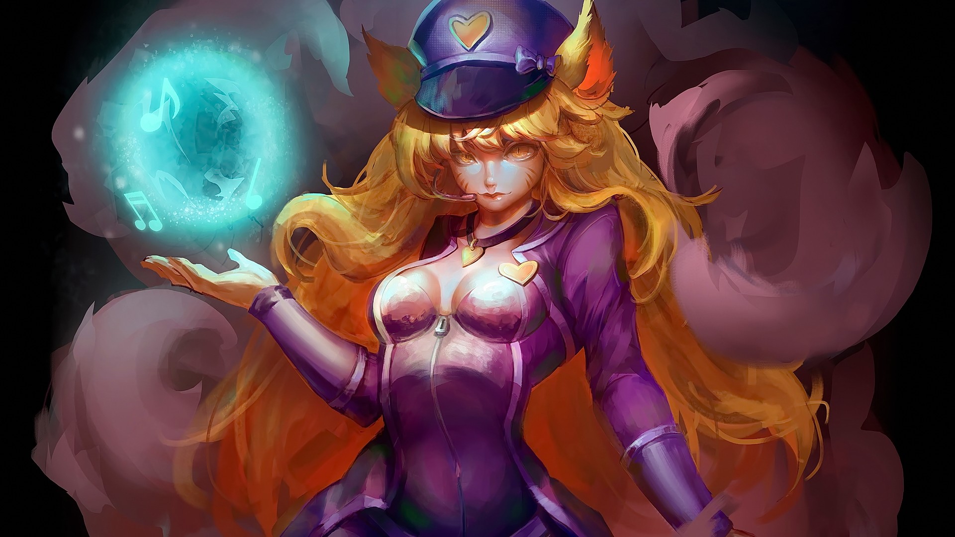 Anime Anime Girls Ahri League Of Legends Kitsunemimi Animal Ears Hat Looking At Viewer Blonde Long H 1920x1080