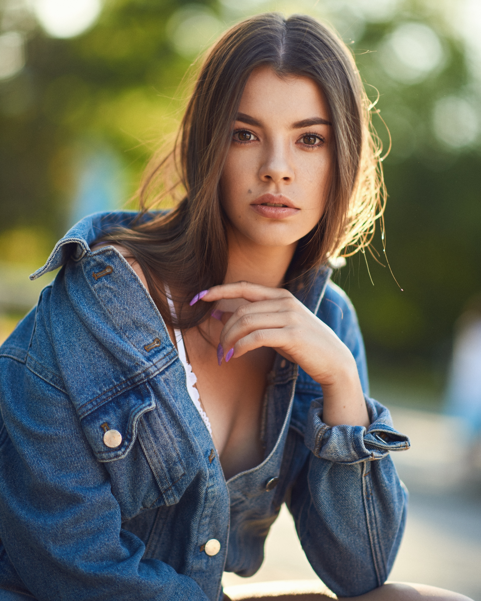 Bulinko Piotr Brunette Women Outdoors Women Jacket Looking At Viewer Depth Of Field Brown Eyes Bokeh 1639x2048