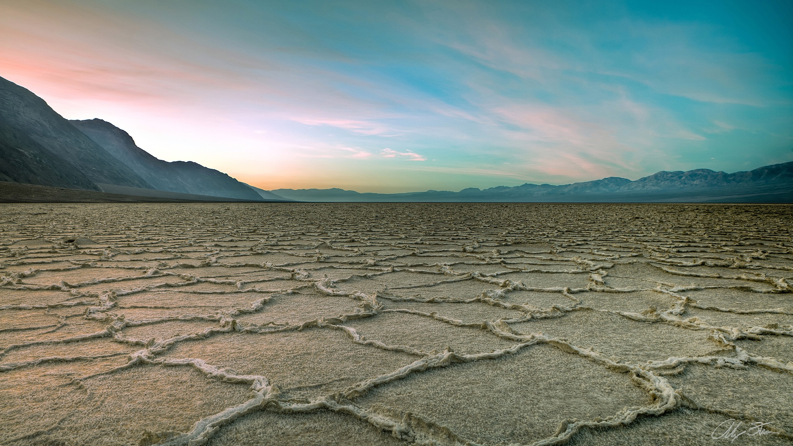 Desolate Photography Landscape Desert Nature Mountains Death Valley California Salt Lakes Plains Sky 2560x1440