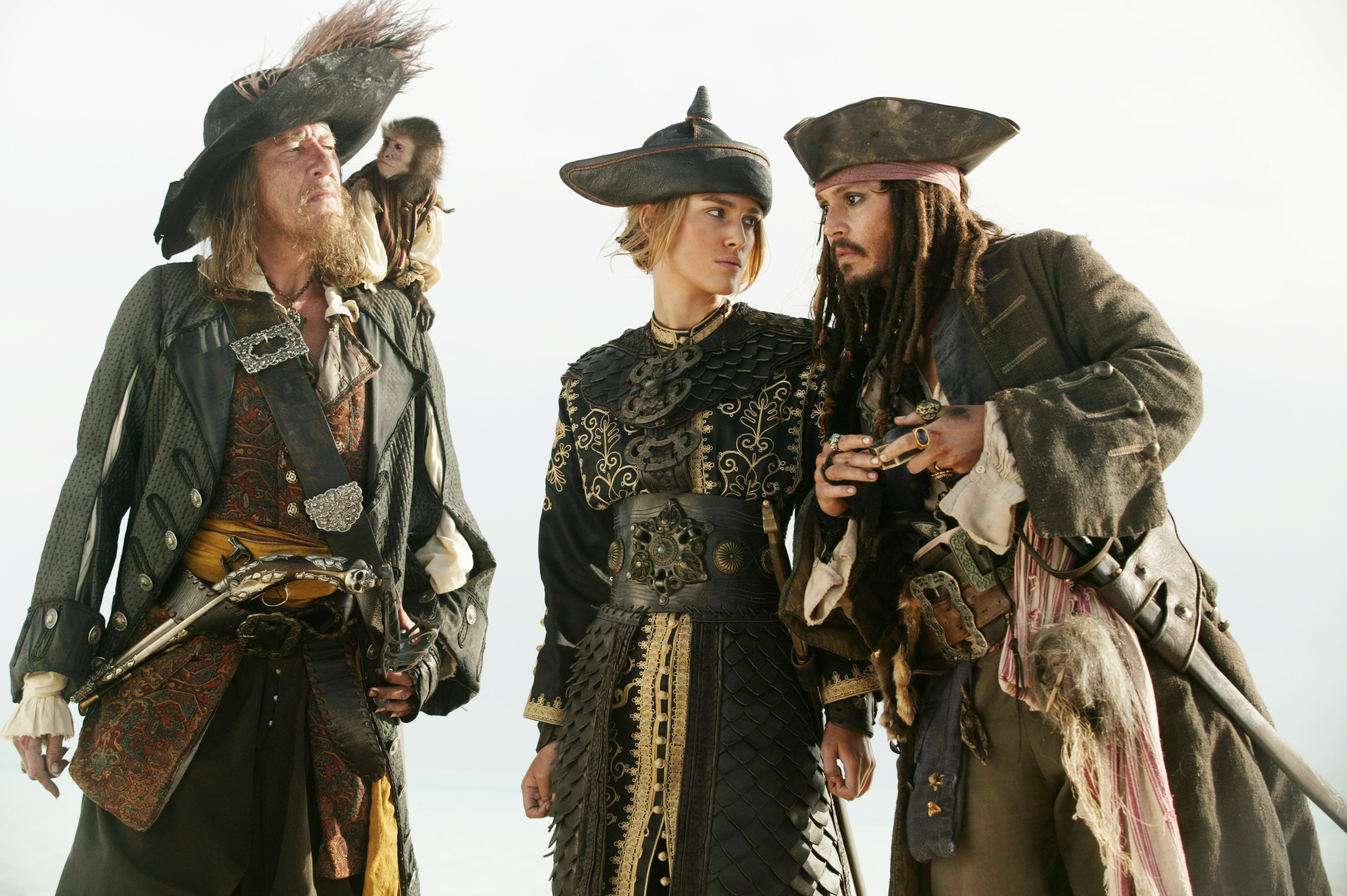 Johnny Depp Jack Sparrow Geoffrey Rush Hector Barbossa Keira Knightley Elizabeth Swann 3075x2046