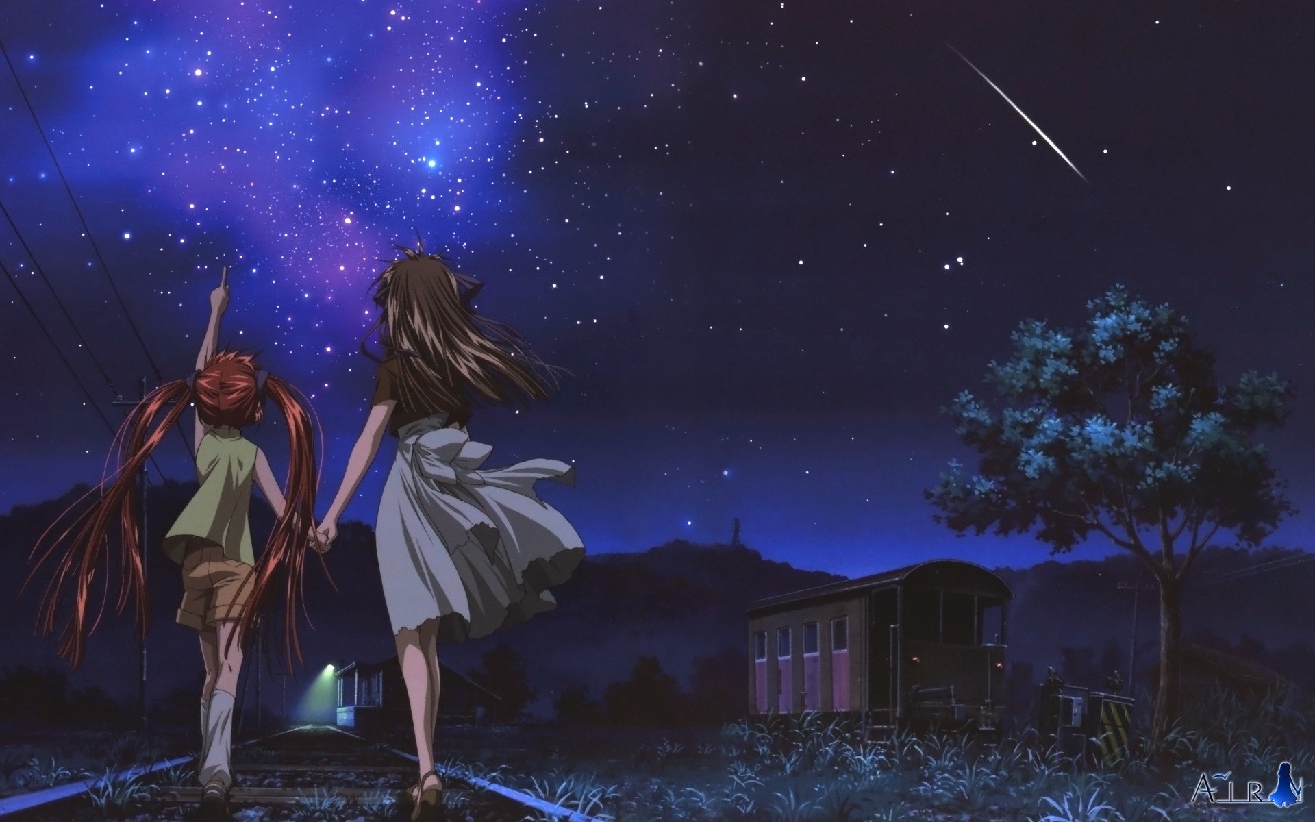 Anime Night Stars Shooting Stars Air Anime Anime Girls 1920x1200