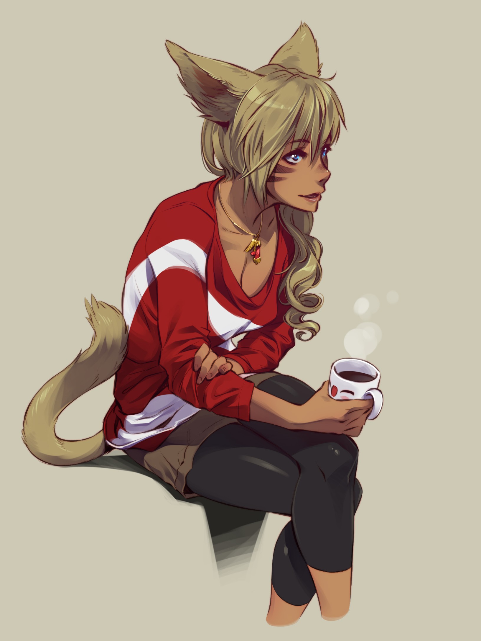 Anime Girls Anime Fox Girl Miqote Final Fantasy 1632x2172