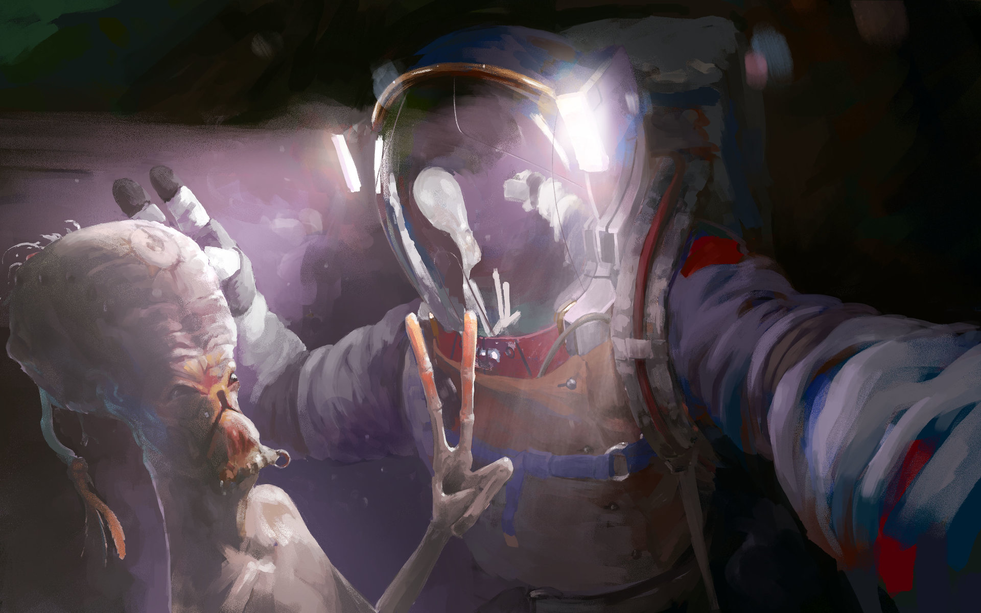 Astronaut Selfie Alien 1920x1200