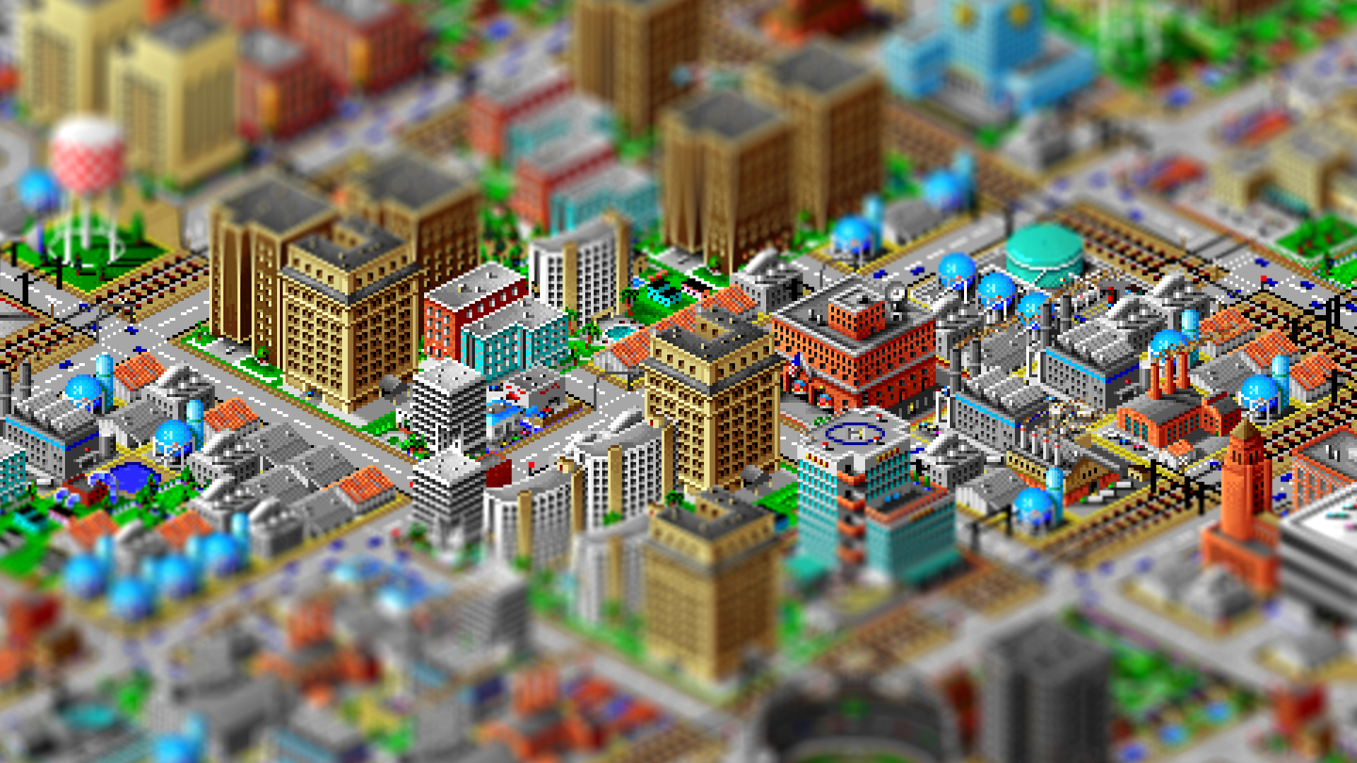 Pixel Art Pixelated Pixels Digital Art Cityscape Building Tilt Shift Blurred SimCity Video Games Fac 1920x1080