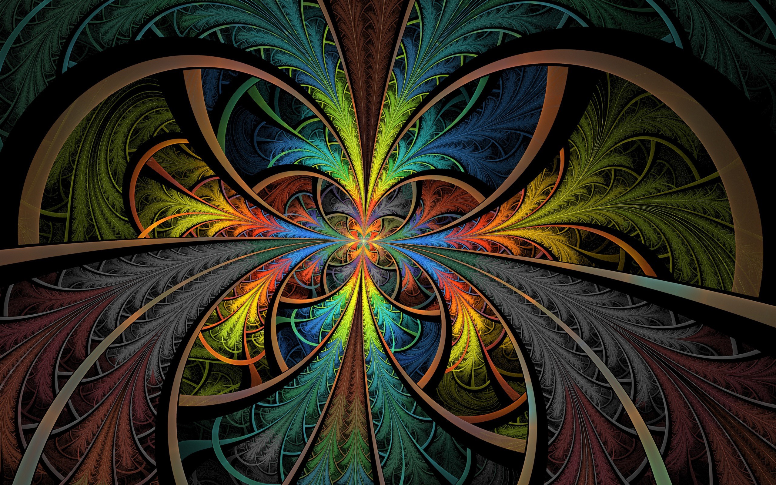 Digital Art Abstract Fractal Mirrored Colorful 2560x1600