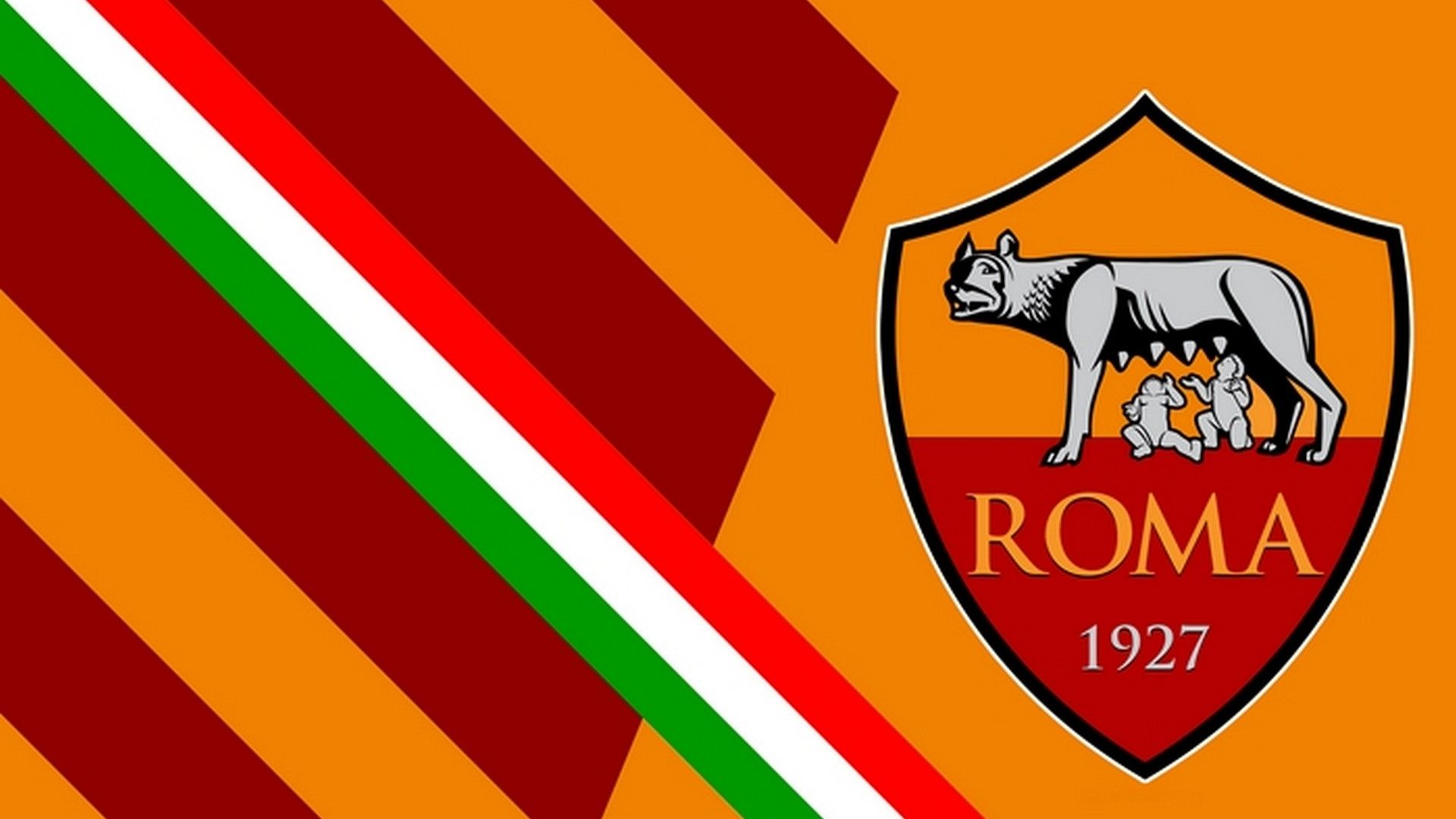 AS Roma ASR Logo Logotype Red Yellow Italy Flag Nike Wolf Sport Soccer Corropolese Piscioruggine Rio 1920x1080