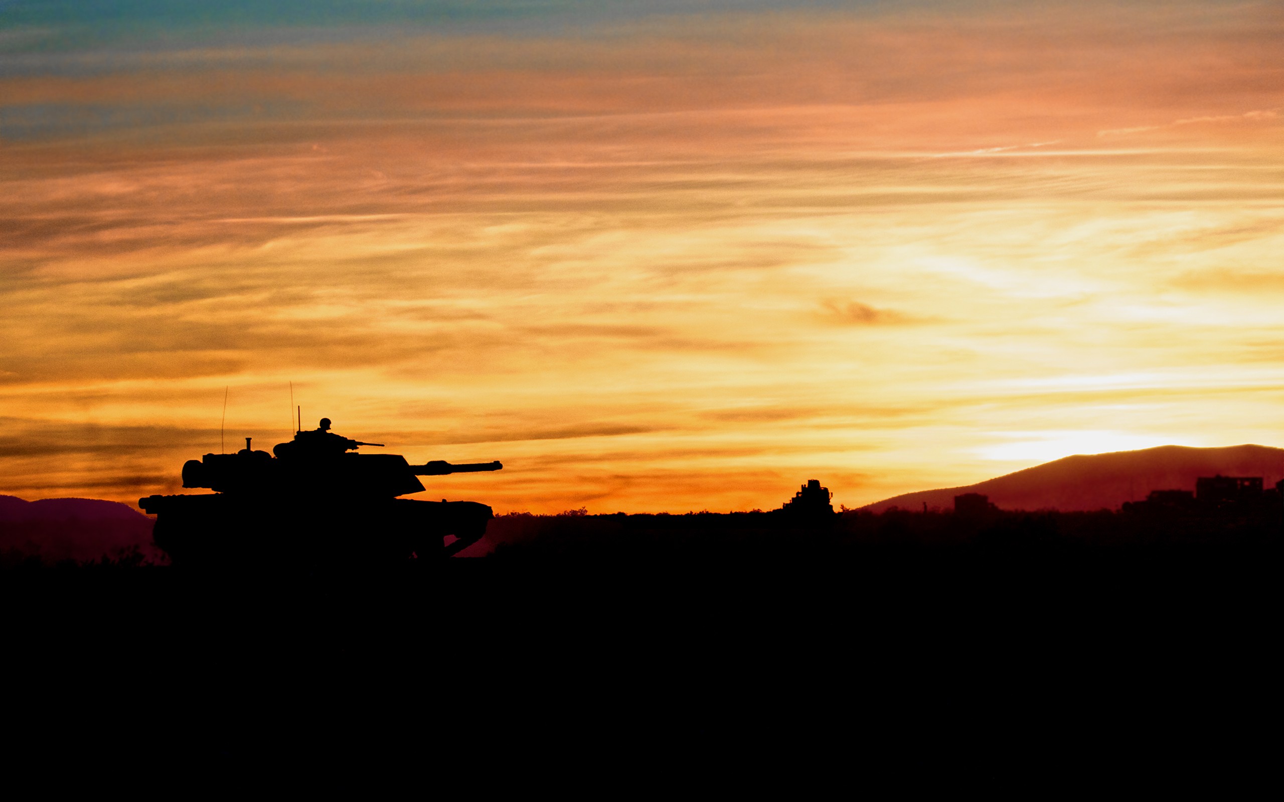Tank M1 Abrams Military Silhouette Sunset 2560x1600