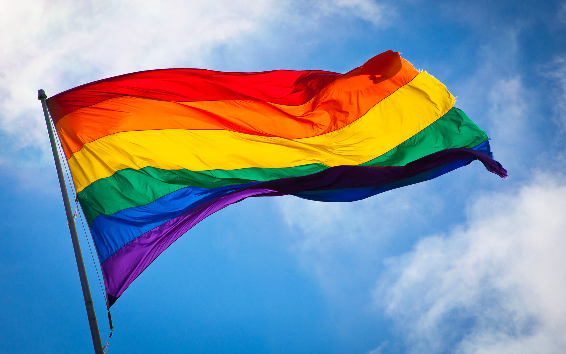 Gay Pride Flag Rainbows Colorful Sky Clouds Windy Culture LGBTi 1920x1200