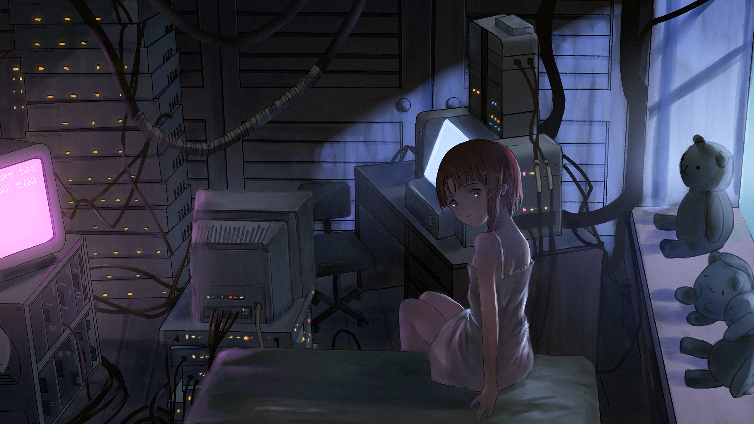 Anime Anime Girls Catzz Computer Doll Serial Experiments Lain 2560x1440