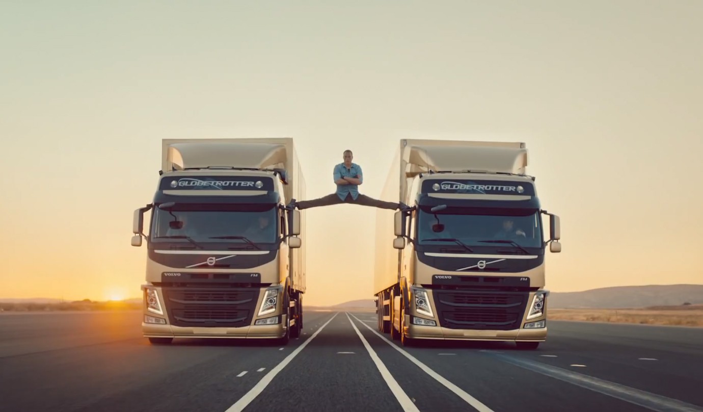 Actor Commercial Trucks Volvo Stretching Road Hills Arms Crossed Sun Splits Arms On Chest Men Humor  1380x808