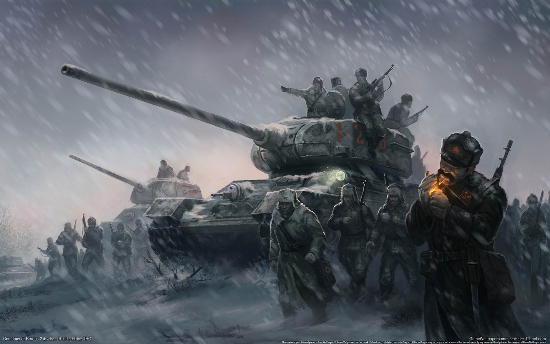 Artwork World War Ii Soviet Army Tank Cigarettes Winter 1920x1200