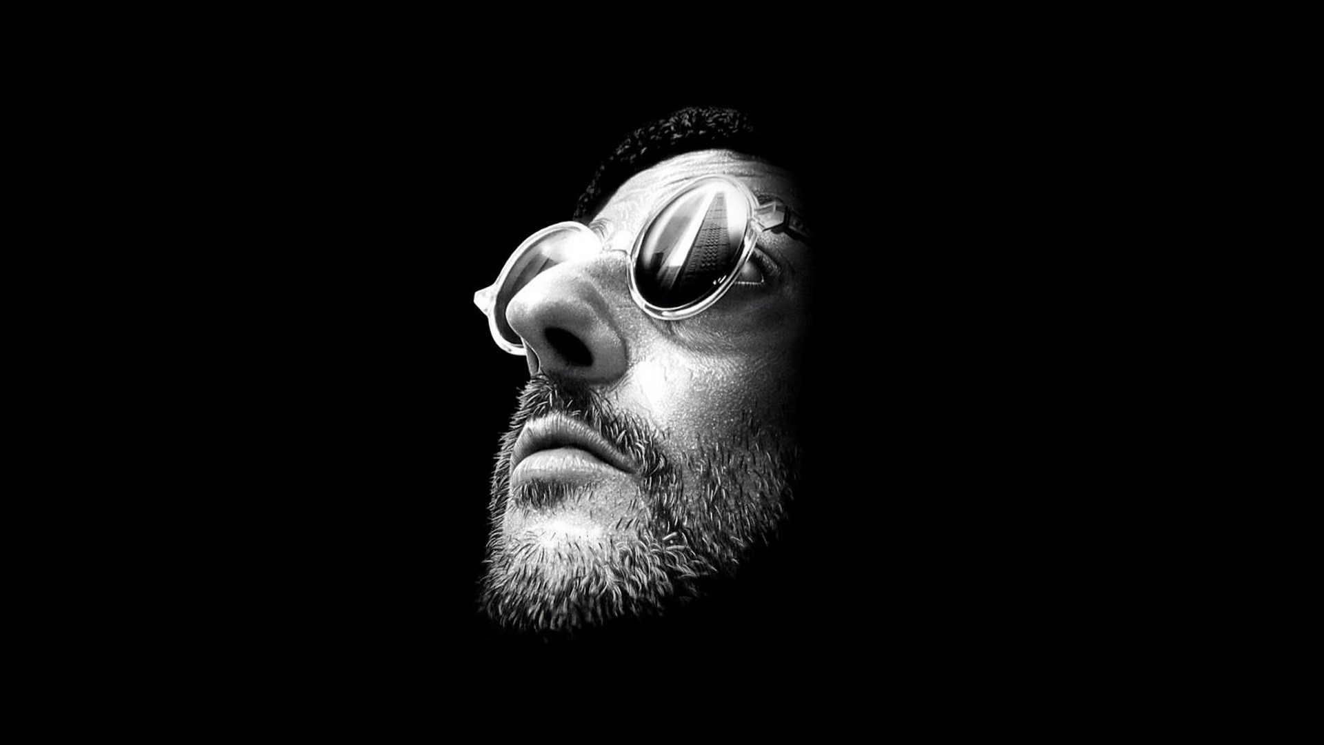 Leon The Professional Jean Reno Sunglasses Black Background Monochrome 1920x1080