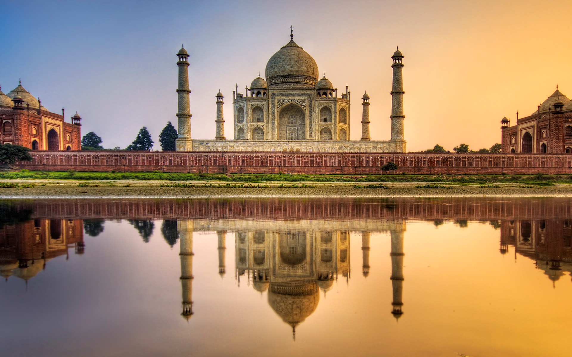 India Reflection Taj Mahal Palace Architecture Water Old Building 1920x1200