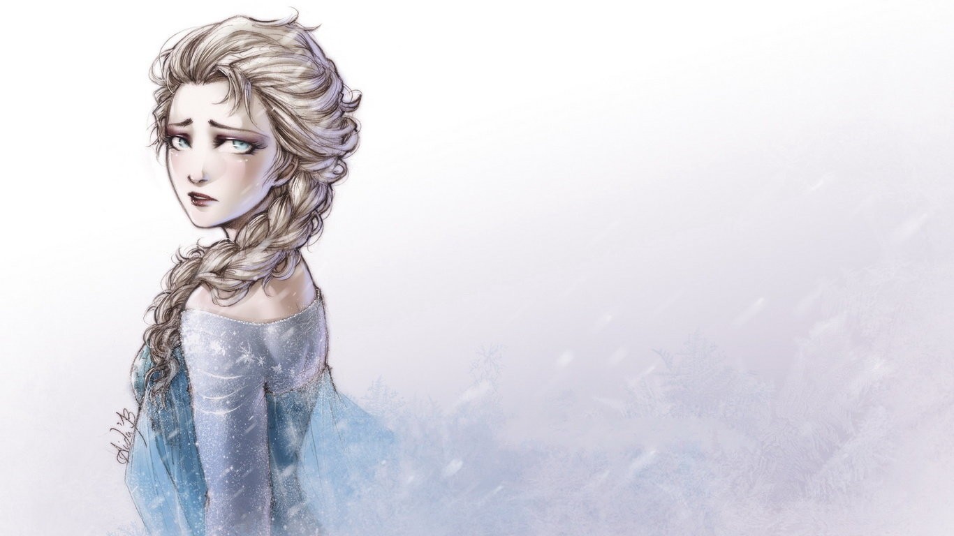 Princess Elsa Frozen Movie Fantasy Girl Disney 1366x768