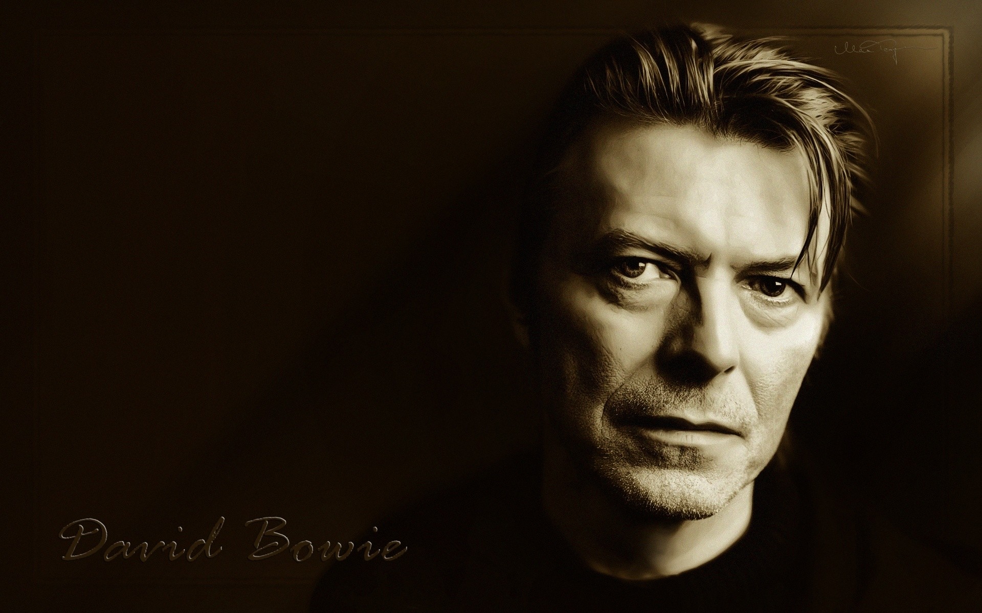 David Bowie Musician Monochrome Looking At Viewer 1920x1200