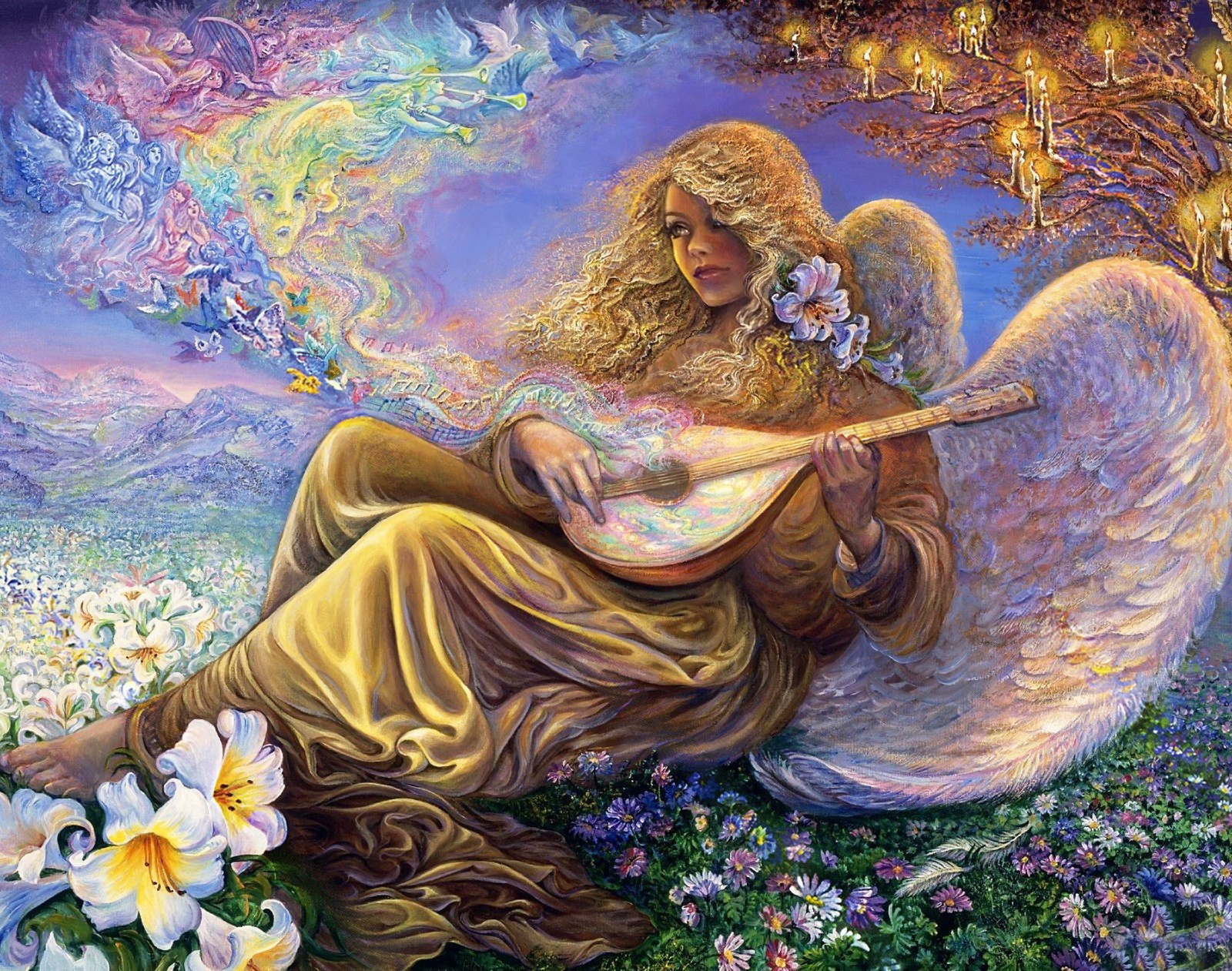 Fantasy Angel Lute Wings Flower 1600x1261