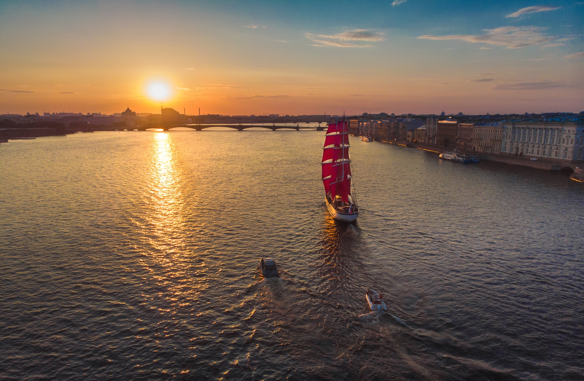 Water Russia St Petersburg Sunlight Sky Sunset Boat Vehicle Sailing 2000x1305