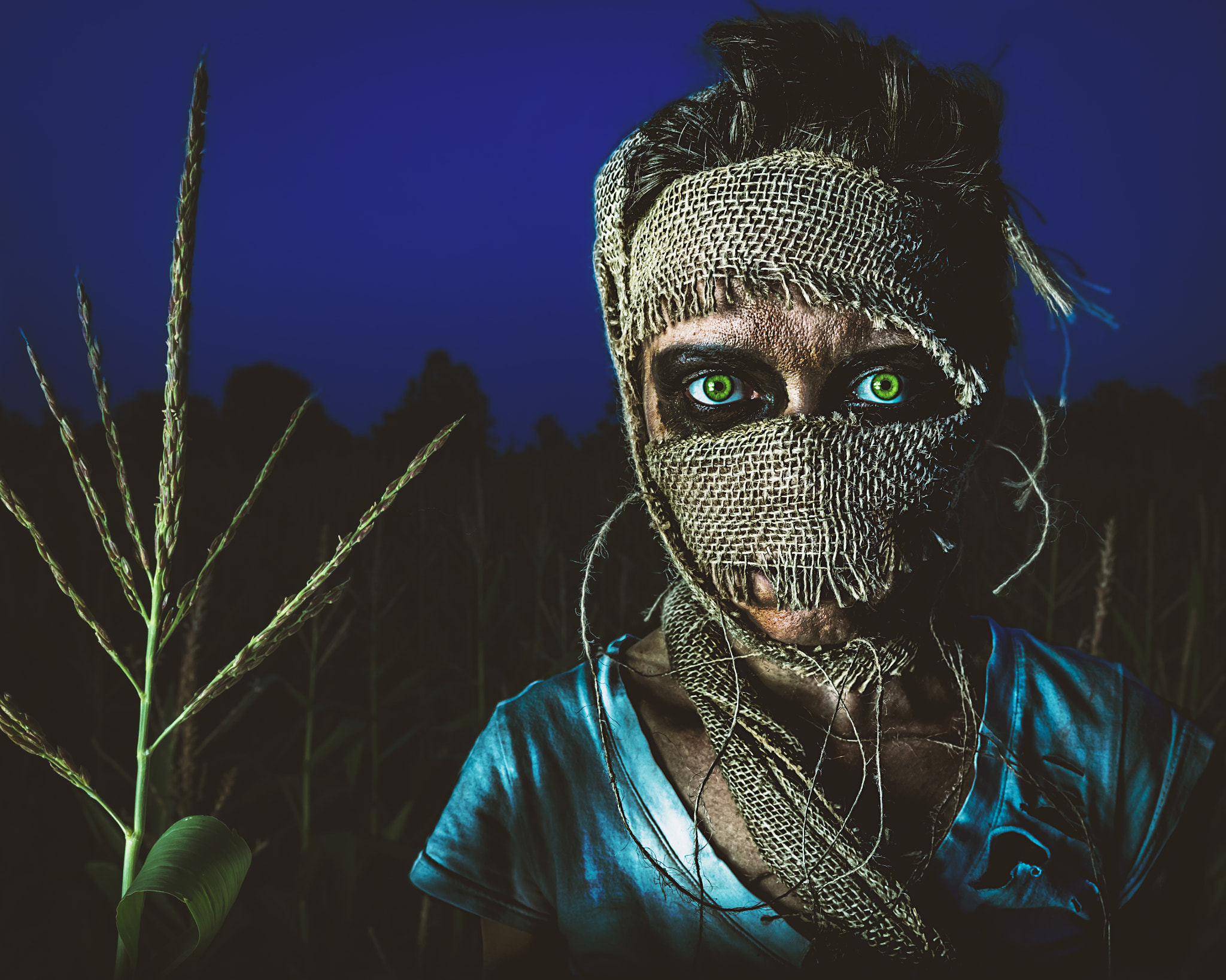 Horror Bryan McGowan Green Eyes Scarecrows 2048x1638