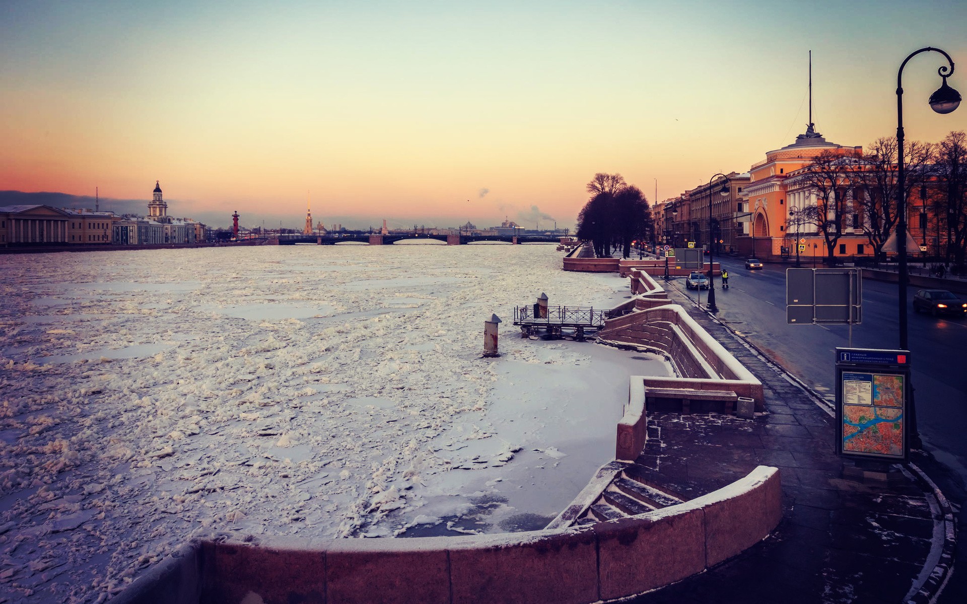 River Winter Cityscape St Petersburg Leningrad Russia 1920x1200