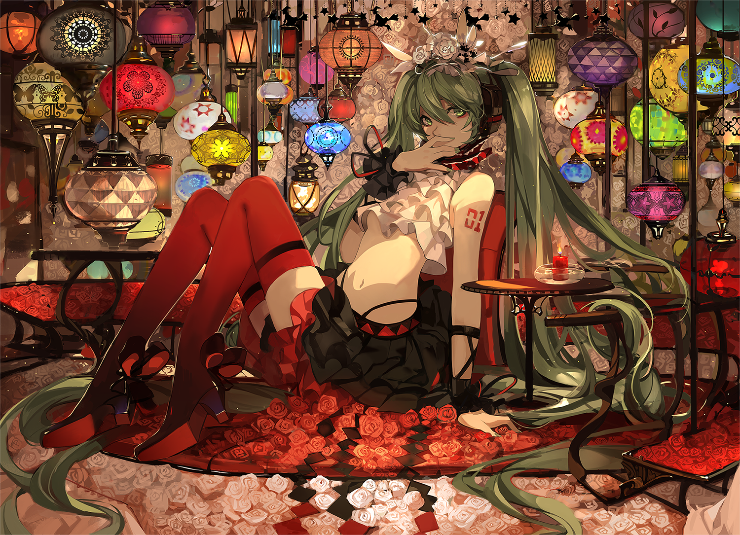 Vocaloid Hatsune Miku Anime Girls Bangs Twintails Long Hair Headphones Green Hair Green Eyes Hair Or 1500x1085