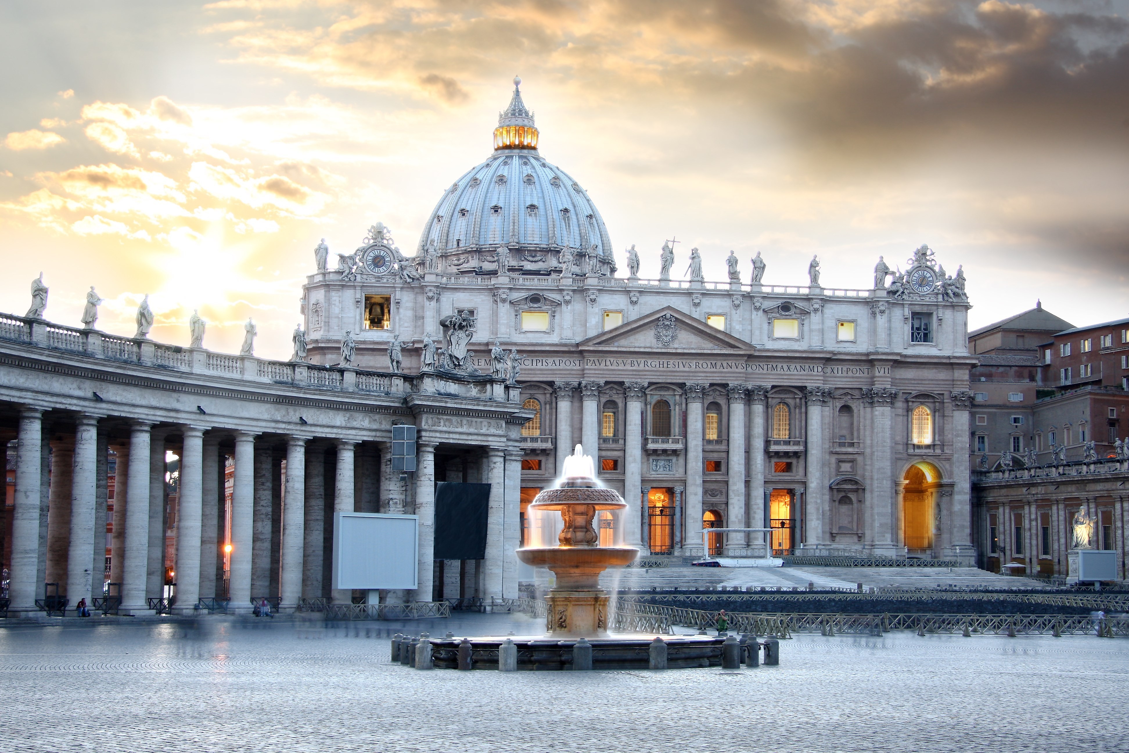 Religious Vatican City Rome Building Fountain 3888x2592