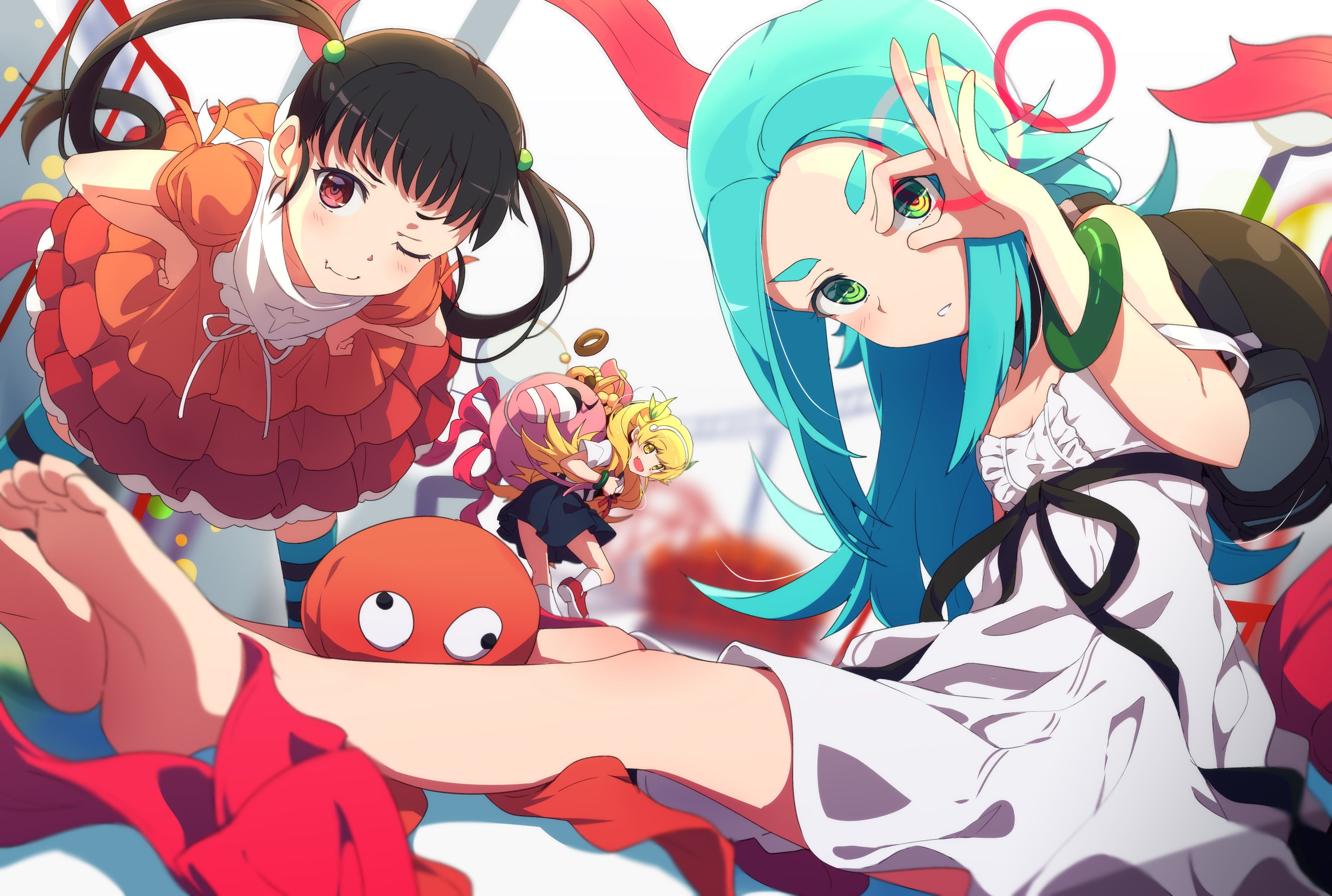 Monogatari Series Anime Girls Oshino Shinobu Hachikuji Mayoi Ononoki Yotsugi 4096x2756