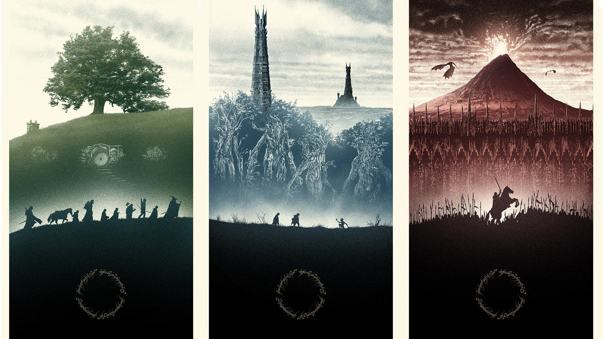 The Lord Of The Rings The Shire Bag End Mordor Collage Isengard Orthanc 1920x1080