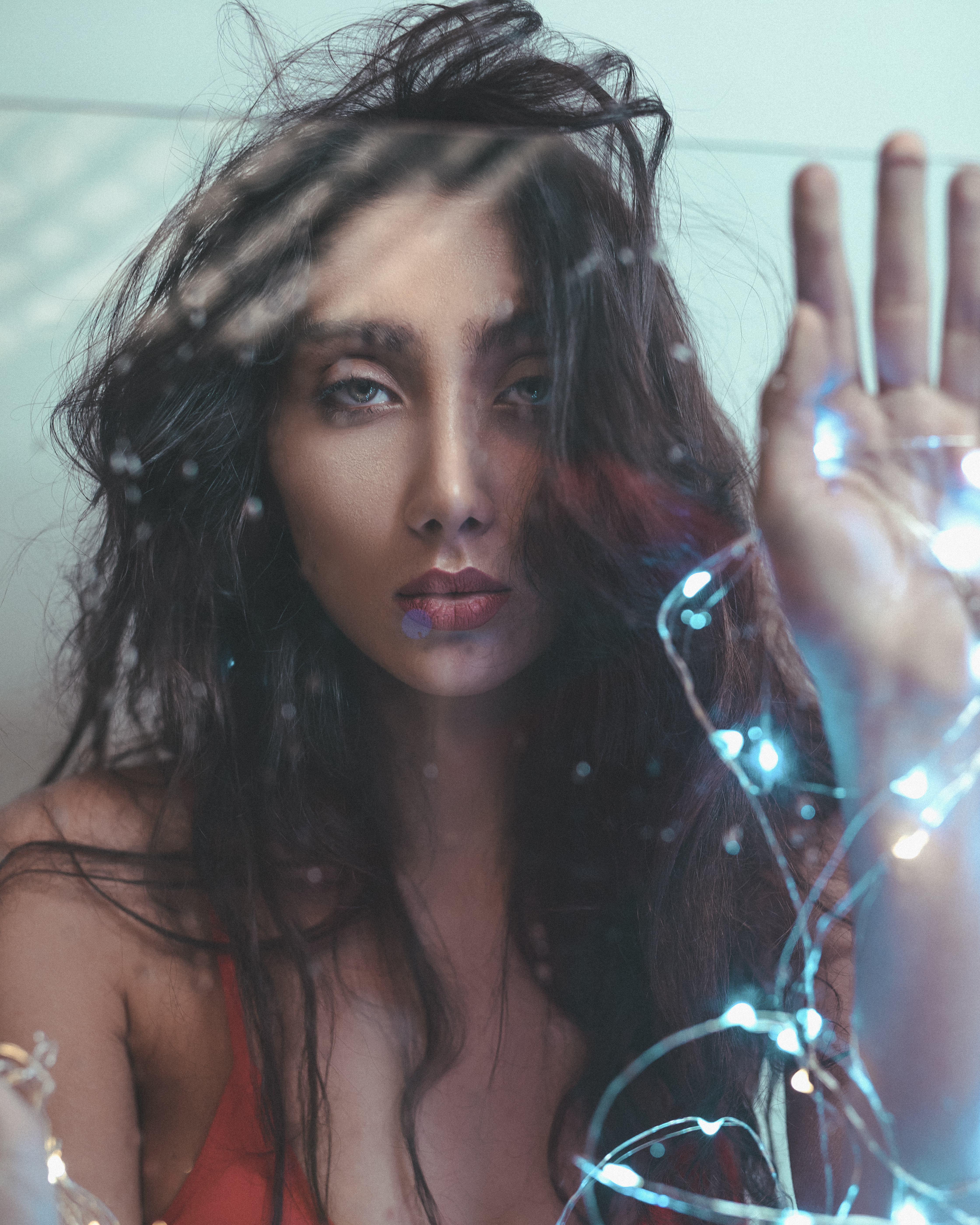 Model Women Actress Photography Lightning Digital Lighting Fairy Lights Brown Eyes 4480x5600