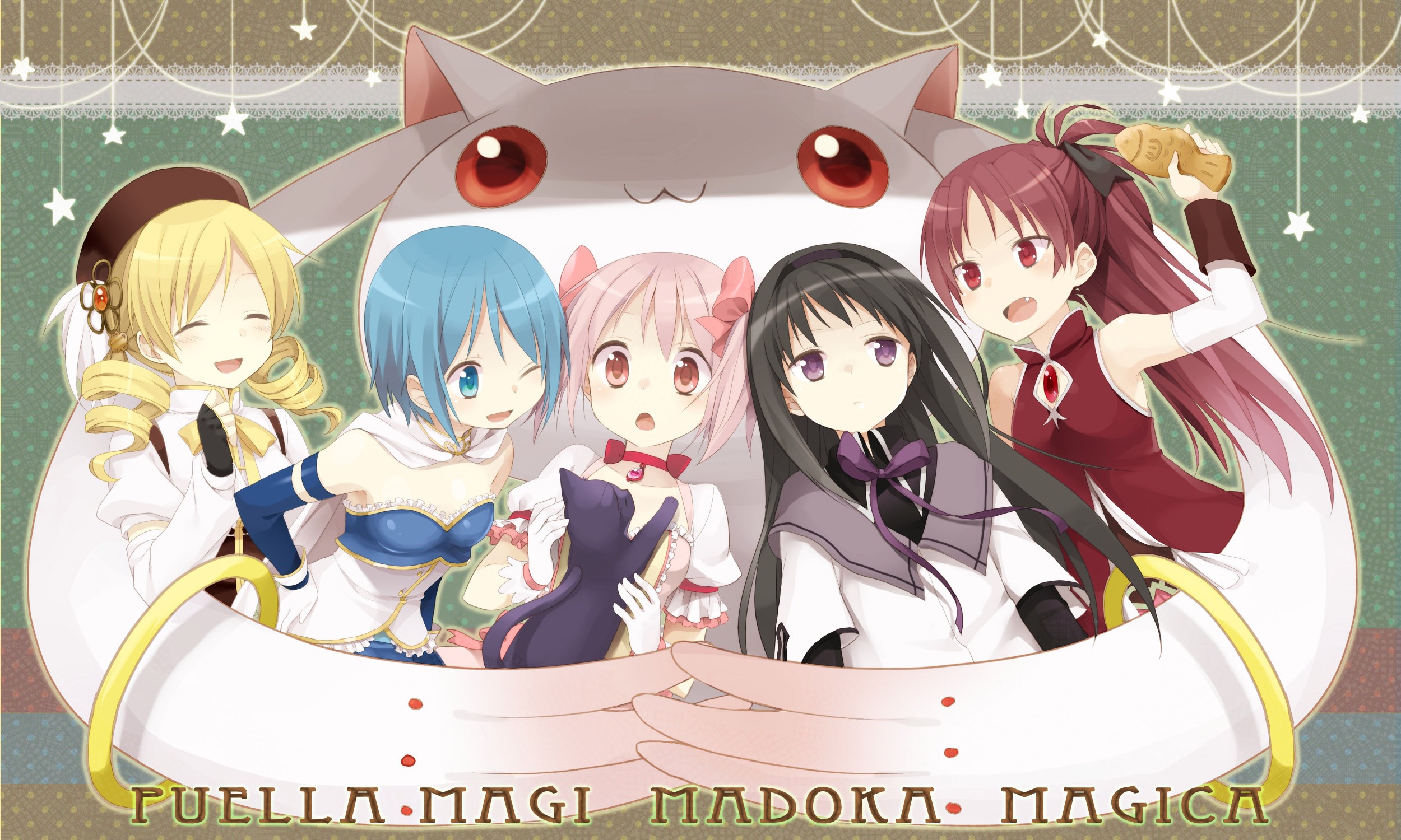 Kyuubey Miki Sayaka Tomoe Mami Kaname Madoka Akemi Homura Sakura Kyoko Anime Girls Anime 2500x1500