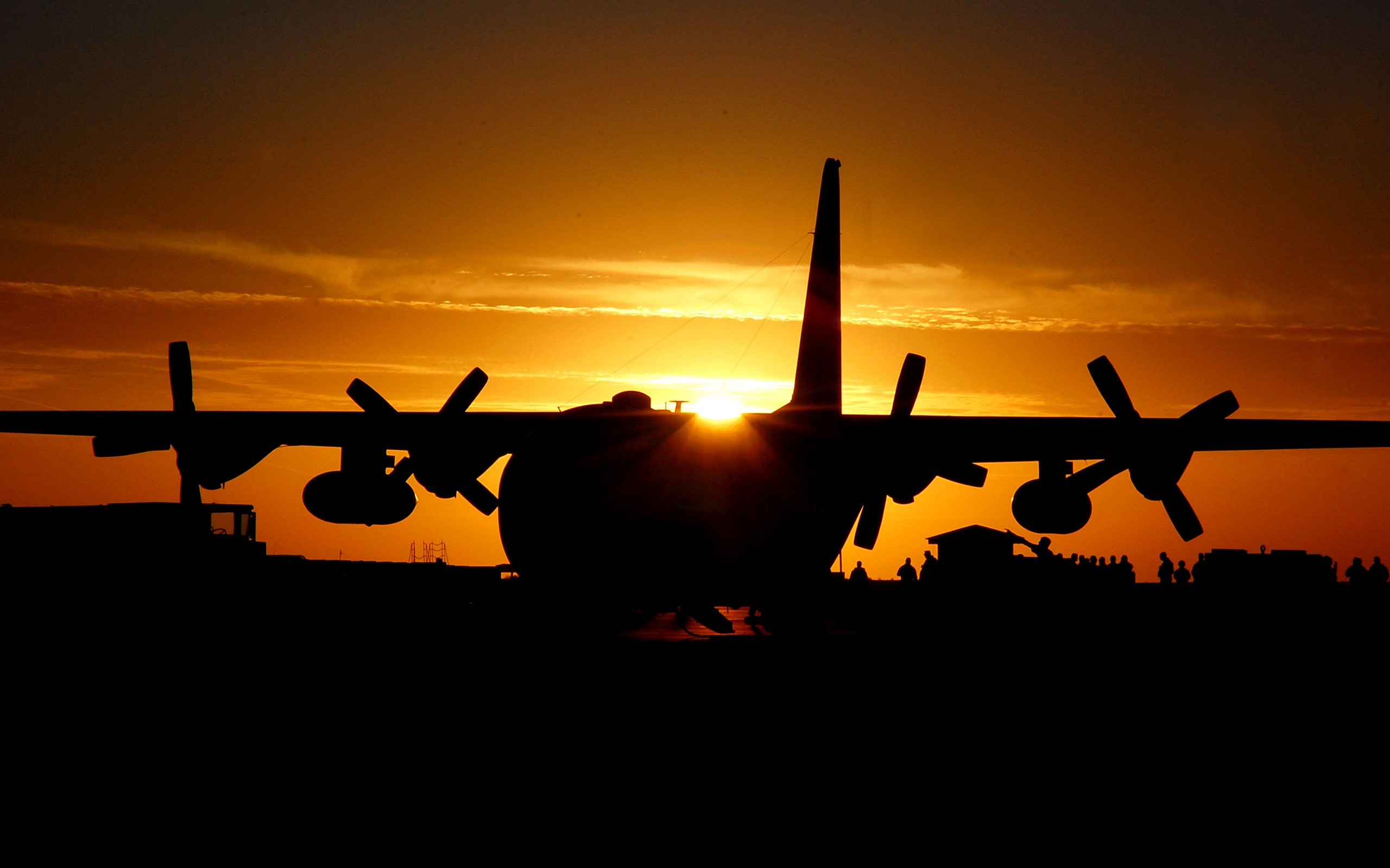 Lockheed C 130 Hercules Aircraft Military Aircraft Sunset Silhouette 2560x1600