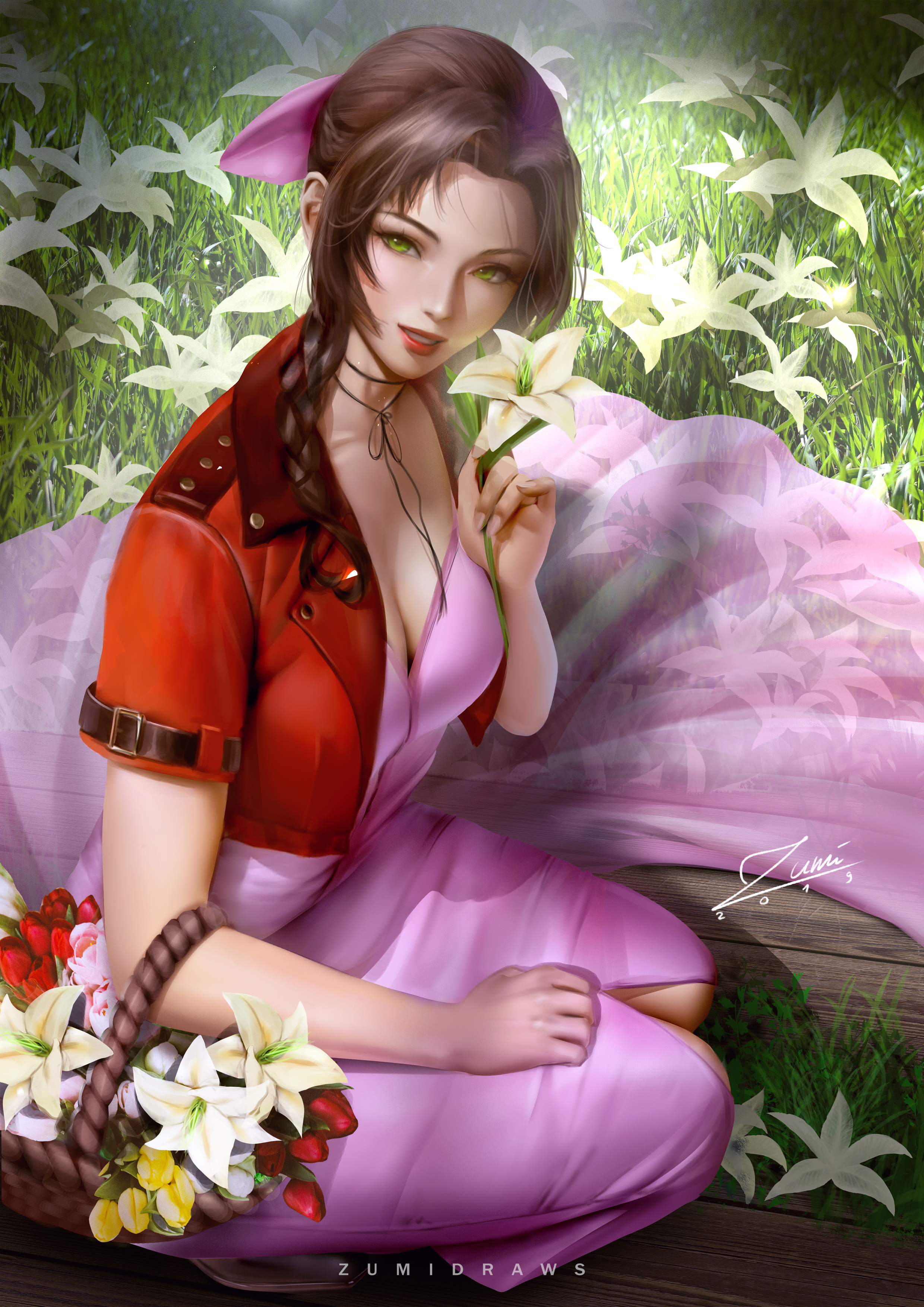 Aerith Gainsborough Final Fantasy Final Fantasy Vii Video Games Video Game Girls Fantasy Girl Brunet 2480x3508