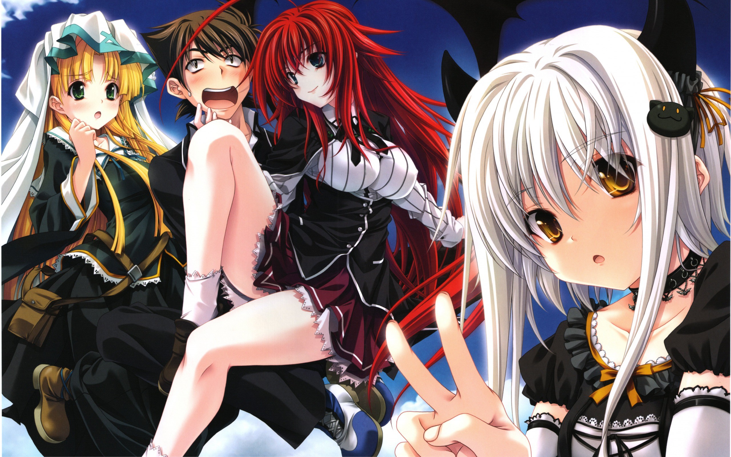 Anime Girls Anime Highschool DxD Argento Asia Hyoudou Issei Gremory Rias Toujou Koneko 2560x1600