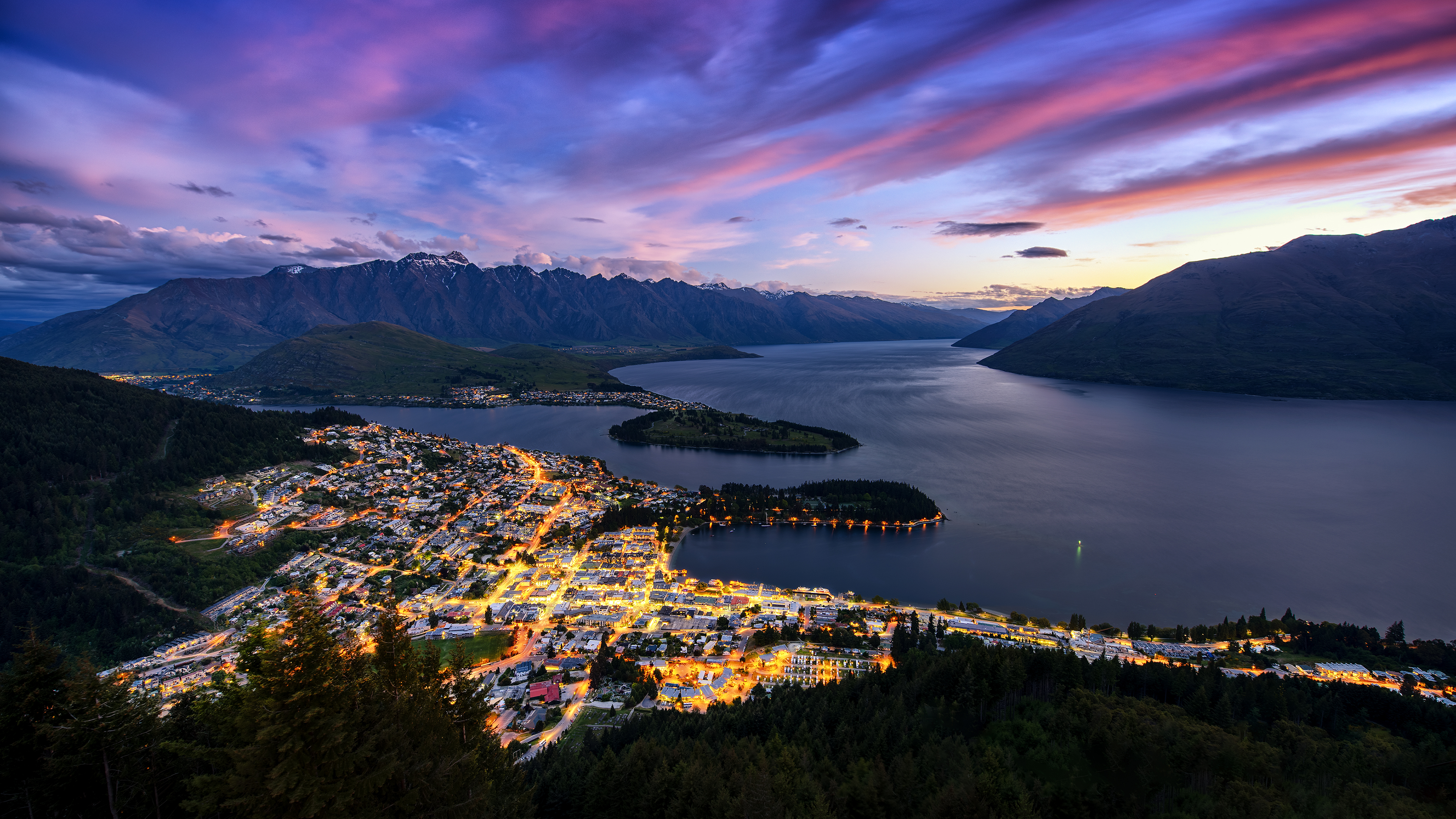 Lake Mountain Light Queenstown New Zealand New Zealand 3840x2160
