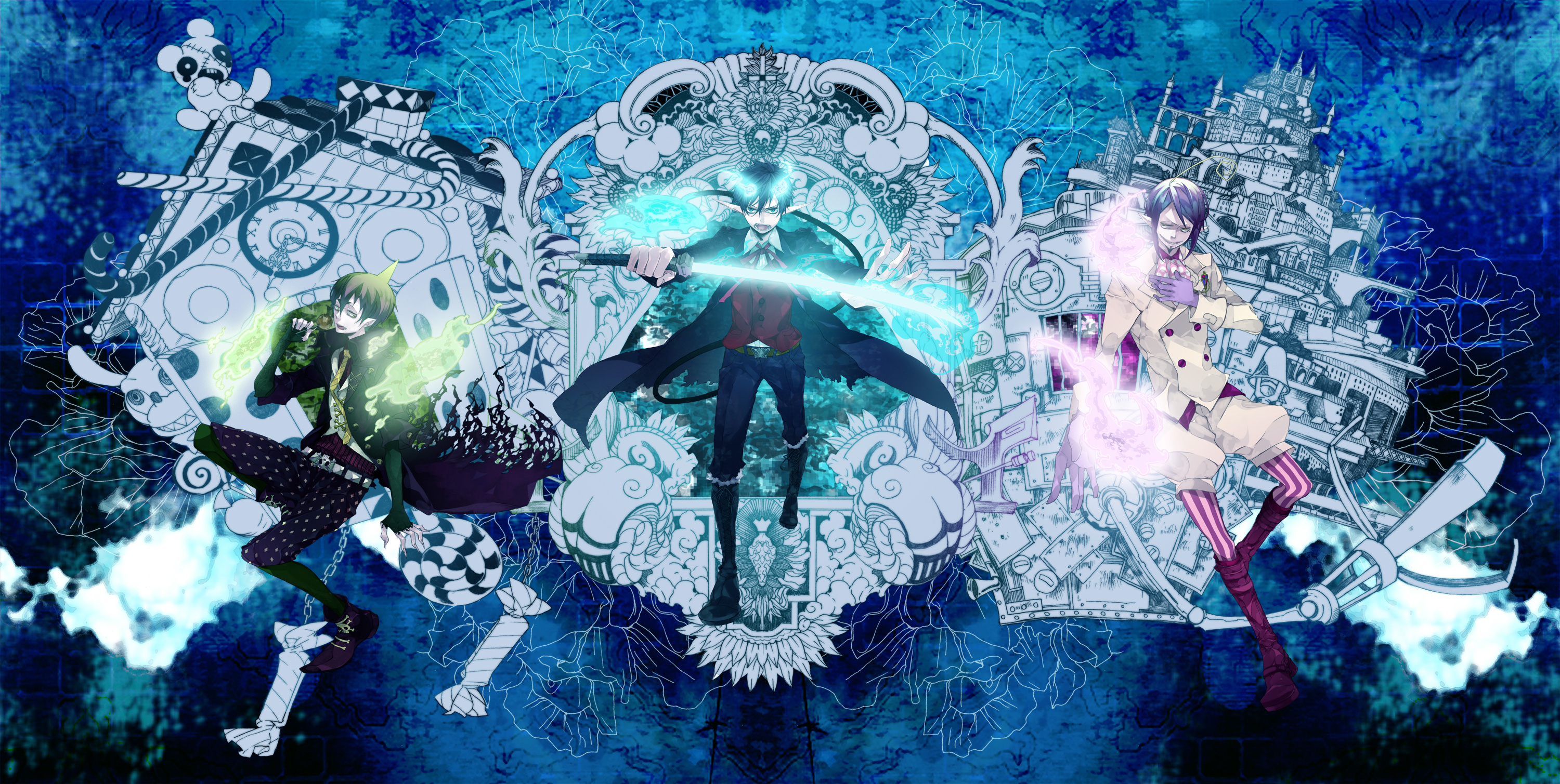 Ao No Exorcist Rin Okumura Amaimon Ao No Exorcist Mephisto Pheles 3000x1509