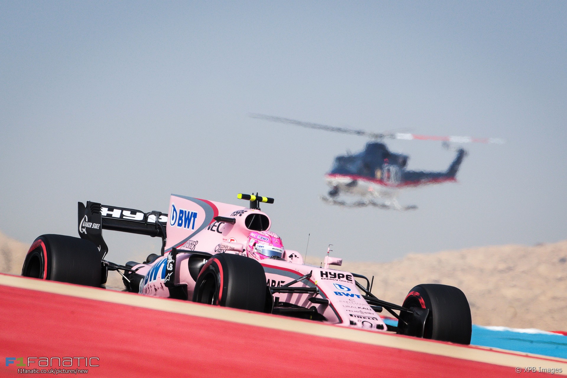 Formula 1 Grand Prix Force India Esteban Ocon Bahrain Car Vehicle Pink Cars Racing Helicopters 1920x1280