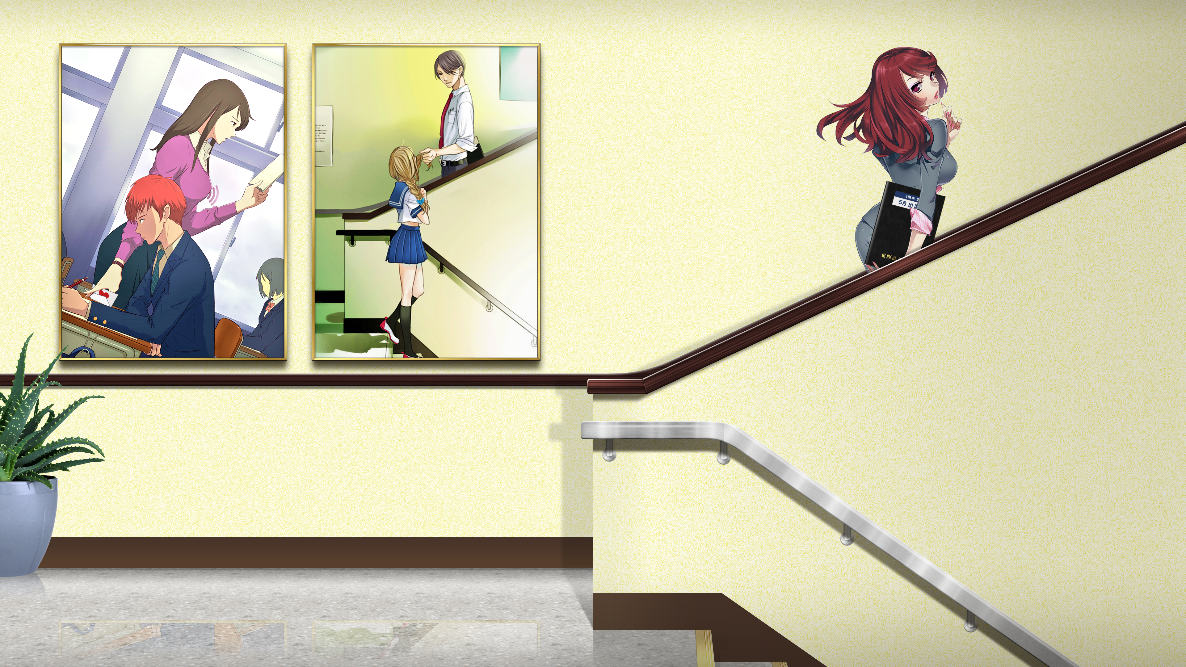 School Stairs Picture Frames Love Stairway Hallway 3840x2160