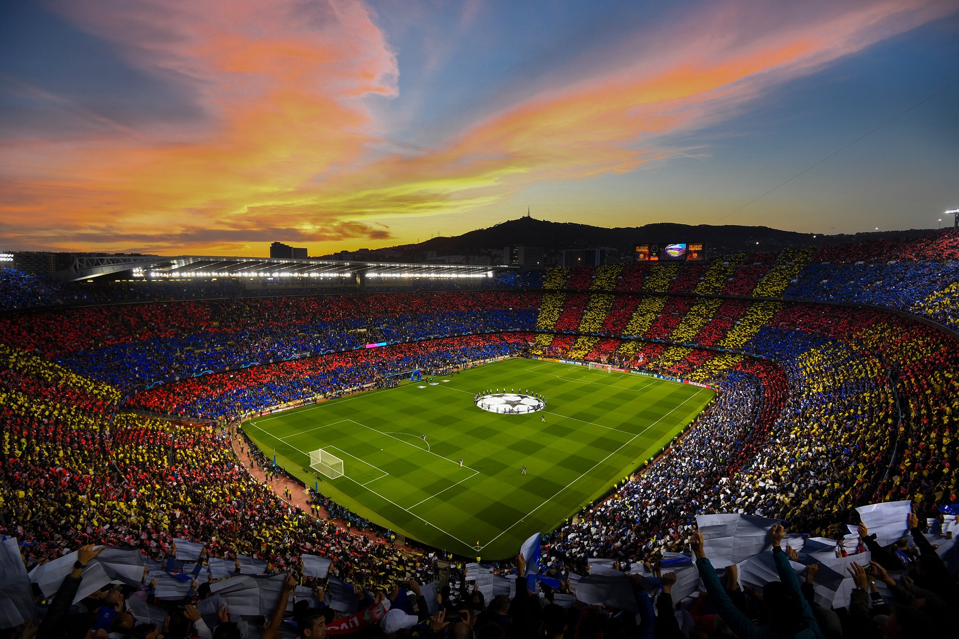 FC Barcelona Spain Stadium Camp Nou Soccer Soccer Field Soccer Clubs Champions League Sunset 1920x1280