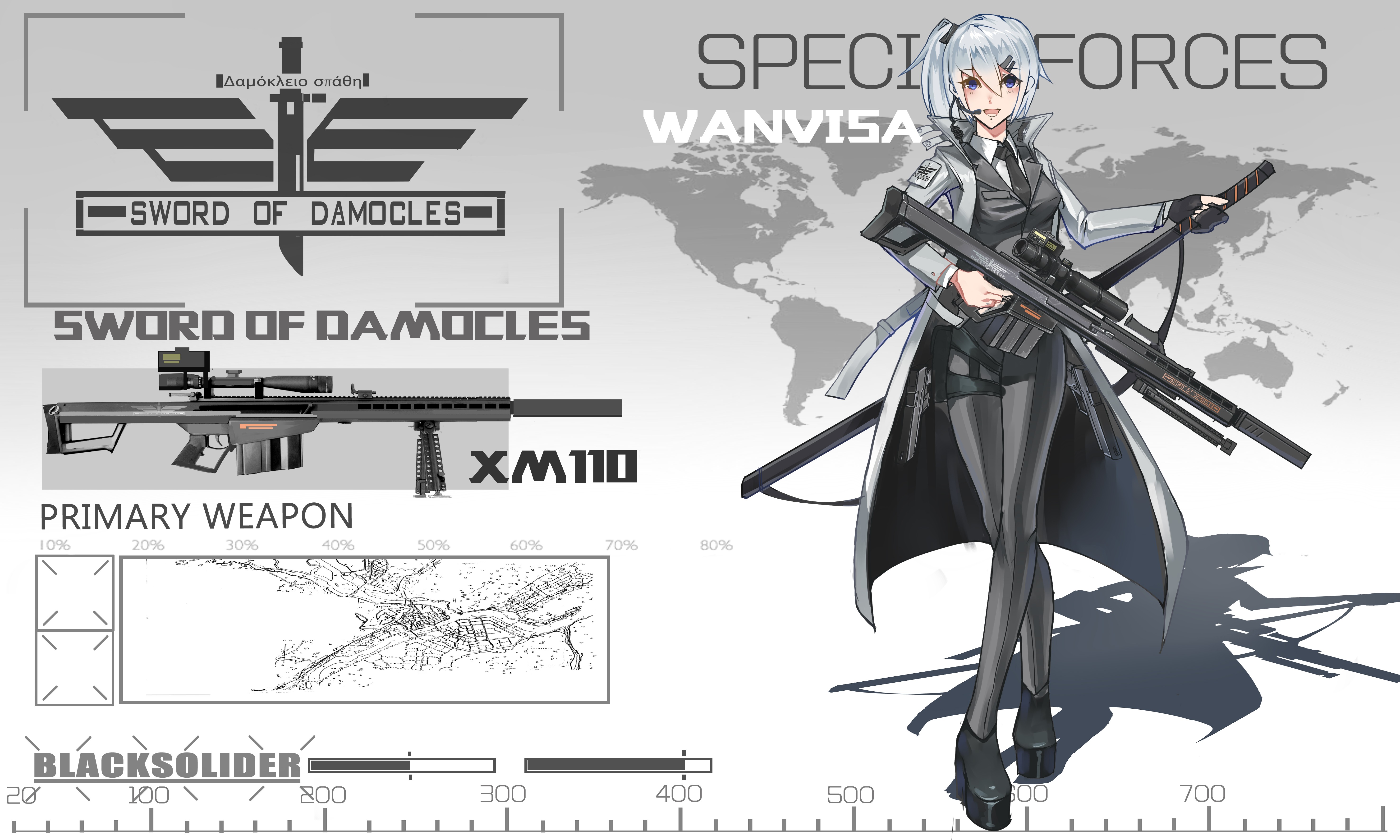 Anime Anime Girls Weapon Gun Sniper Rifle Blue Eyes Grey Hair Short Hair  Black Soldier Wallpaper - Resolution:5905x3543 - ID:428357 