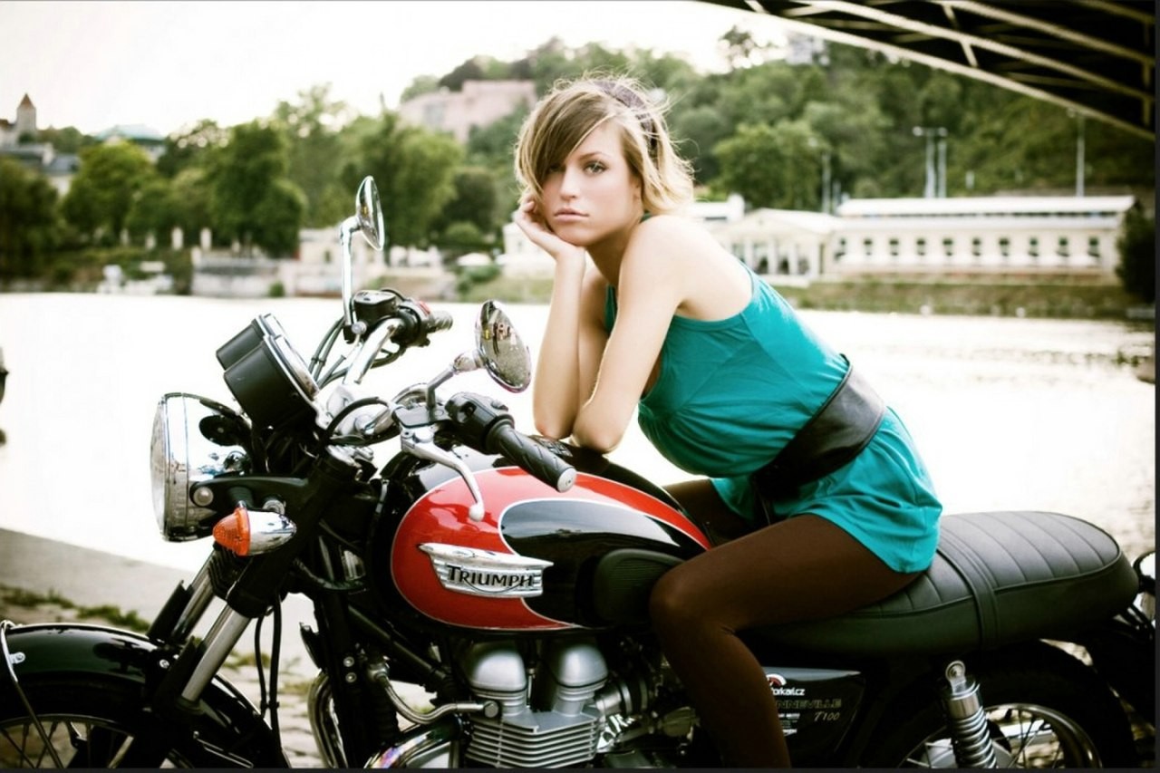 Motorcycle Women With Motorcycles Model Vehicle Triumph 1280x853