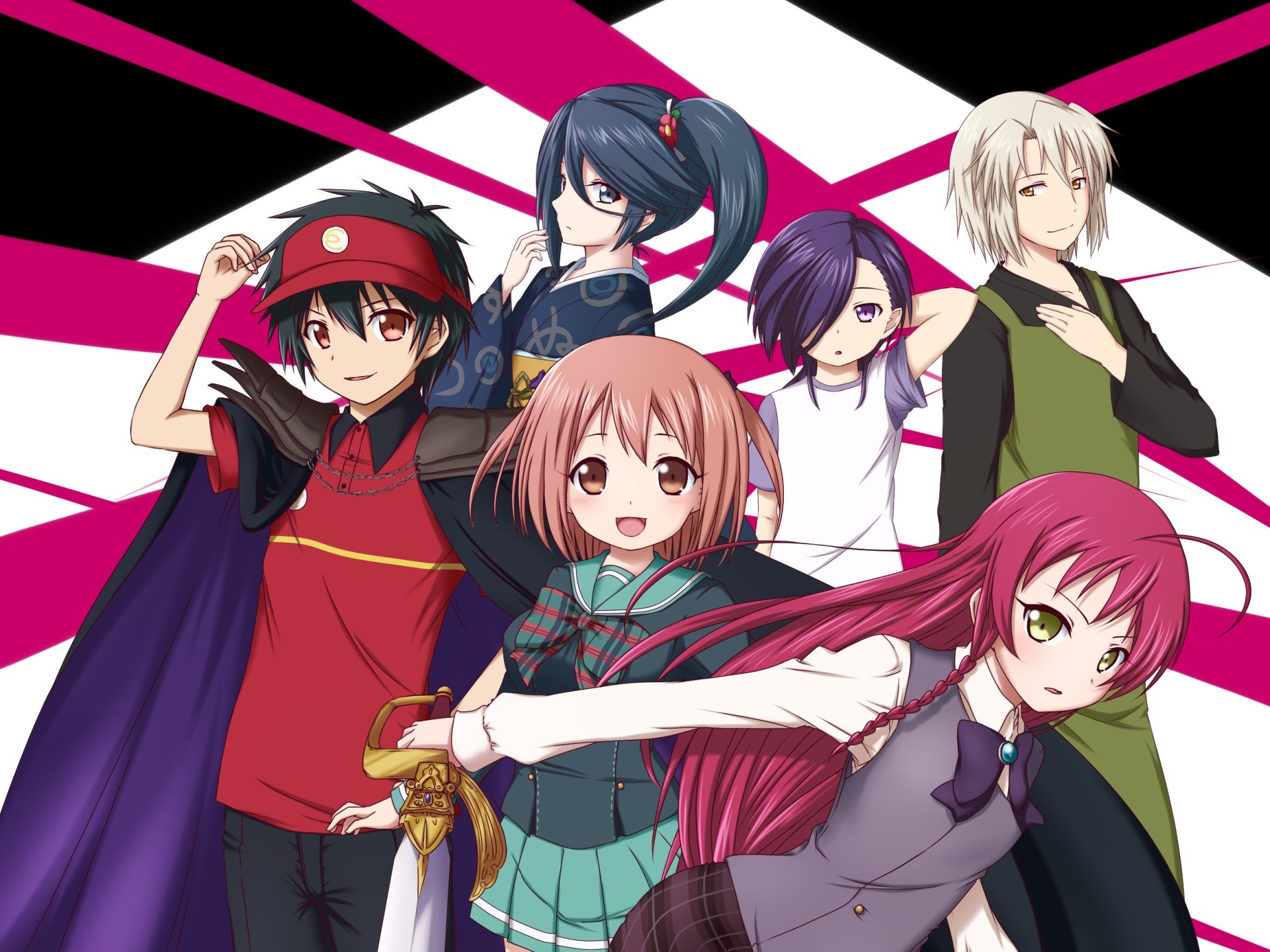 Anime Anime Girls Hataraku Maou Sama Ashiya Shirou Kamazuki Suzuno Maou Sadao Sasaki Chiho Yusa Emi 1920x1440