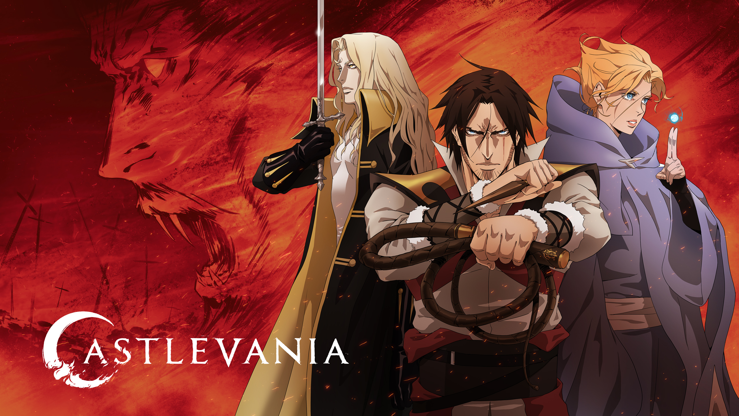 Netflix Castlevania TV Castlevania Anime Tv Series Trevor Belmont Alucard Tepes Sypha Belnades Netfl 2560x1440