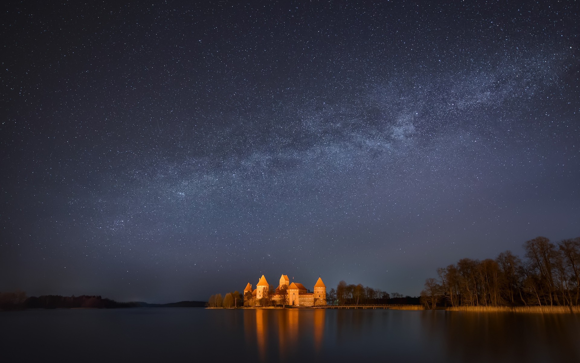 Stars Castle Landscape Lake Trakai Island Castle Trakai 1920x1200